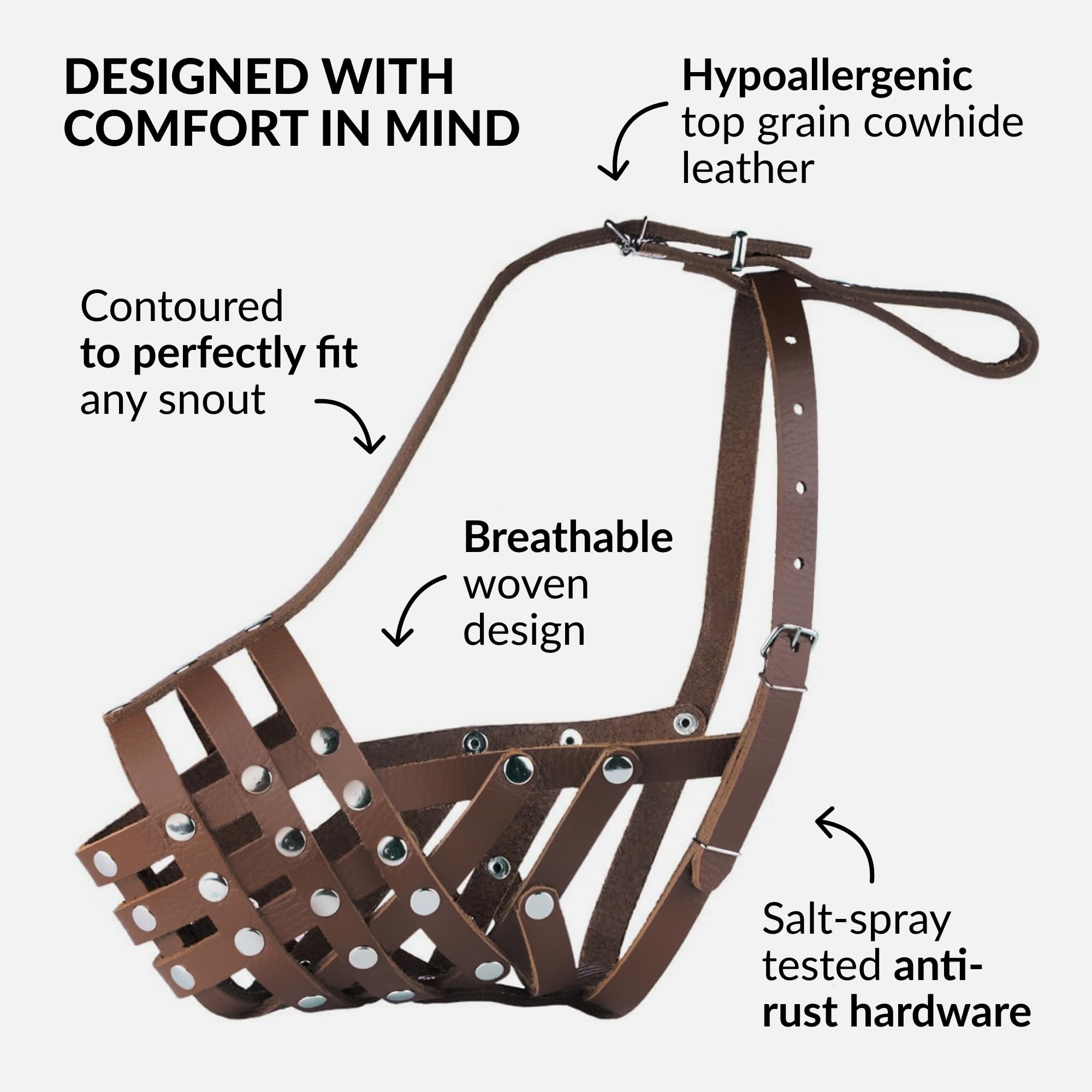 Collardirect Pitbull Dog Muzzle Leather Amstaff Muzzles Staffordshire Terrier Secure Basket (Brown)