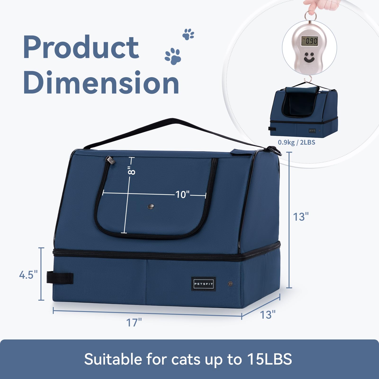 Petsfit Travel Litter Box For Cats - Removable 2-Layer Leak-Proof Lining, Scratch-Resistant Fabric With Sturdy Support Frame, Ca