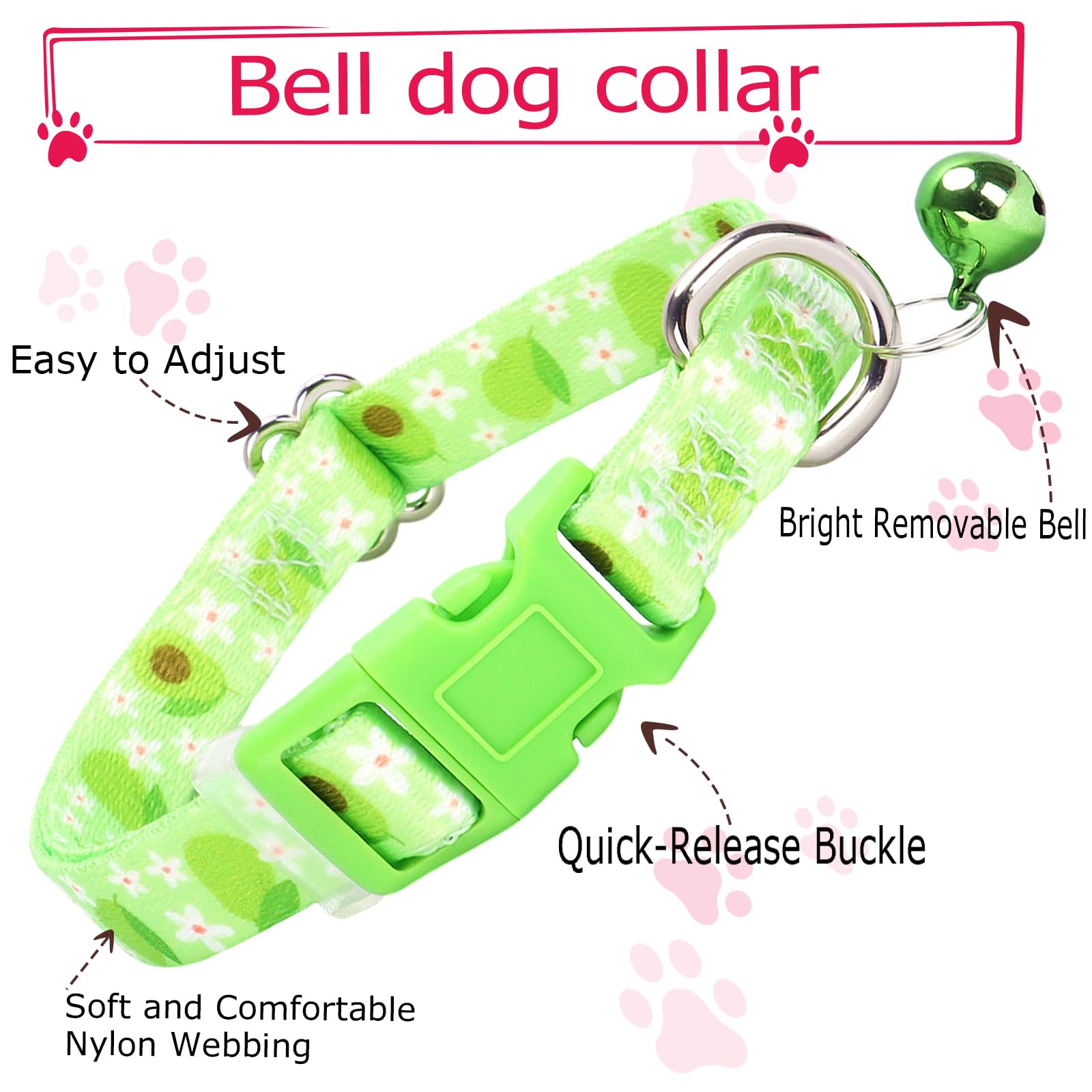 Xs Dog Collar With Bell- Durable Nylon Collar For Small Breeds,Adjustable Cute Fruit Pattern Collar For Chihuahua Pomeranian Yor