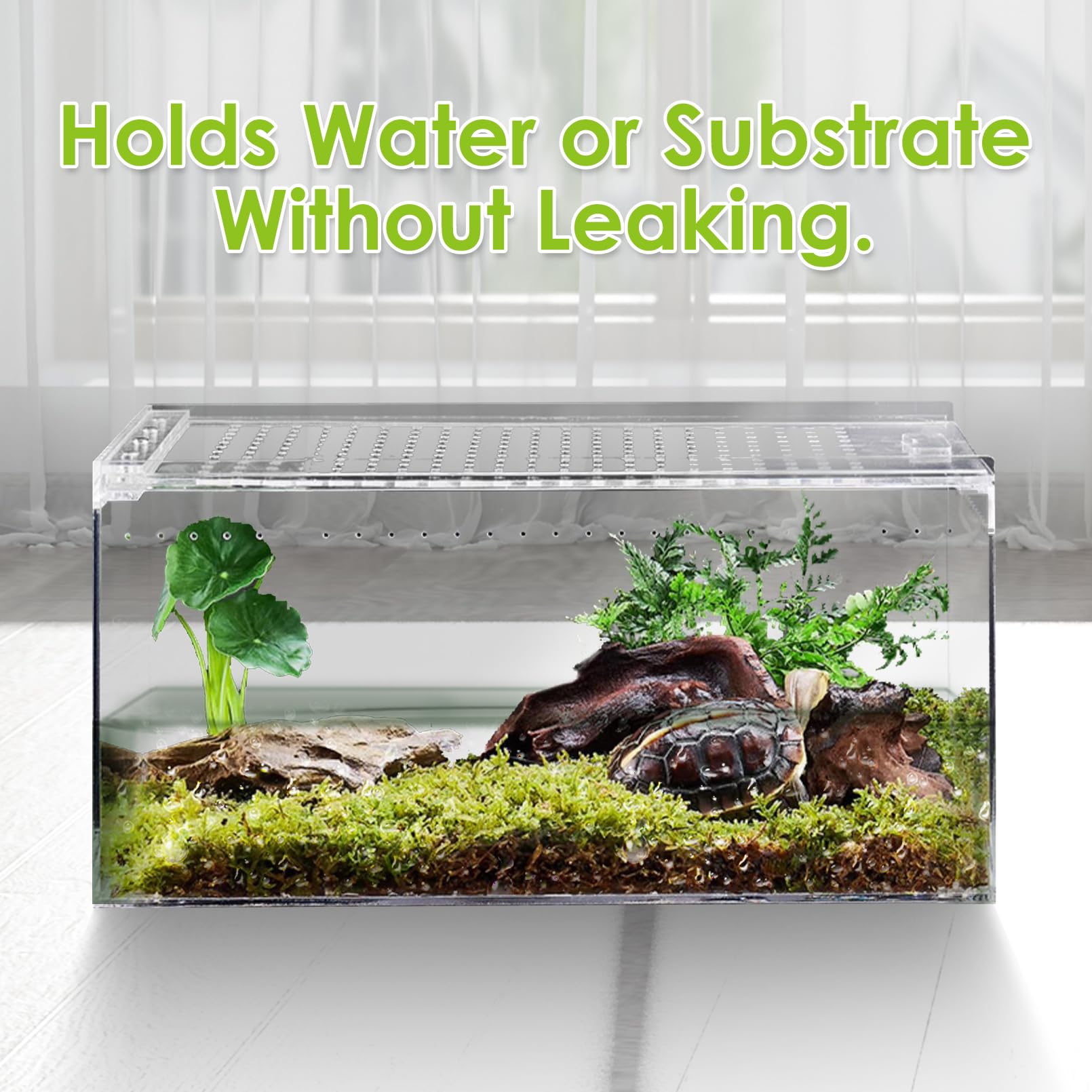 Apatal Reptile Terrarium Enclosure 12''X 8''X 6'' Acrylic Tarantula Breeding Box Magnetic Hermit Crab Habitat Tank Transparent J
