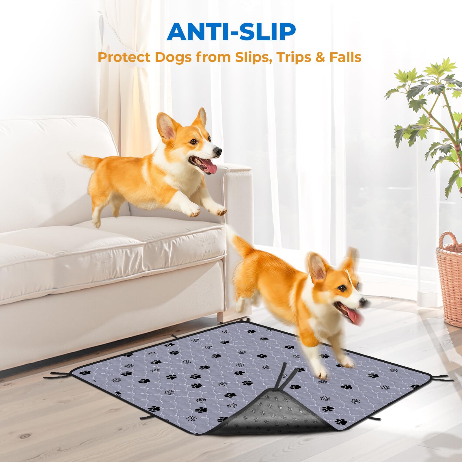 Fostanfly Non-Slip Washable Pee Pads For Dogs, 2 Pack Large 42'X50' Ultra-Absorbent Leak-Proof Reusable Potty Training Pads Of