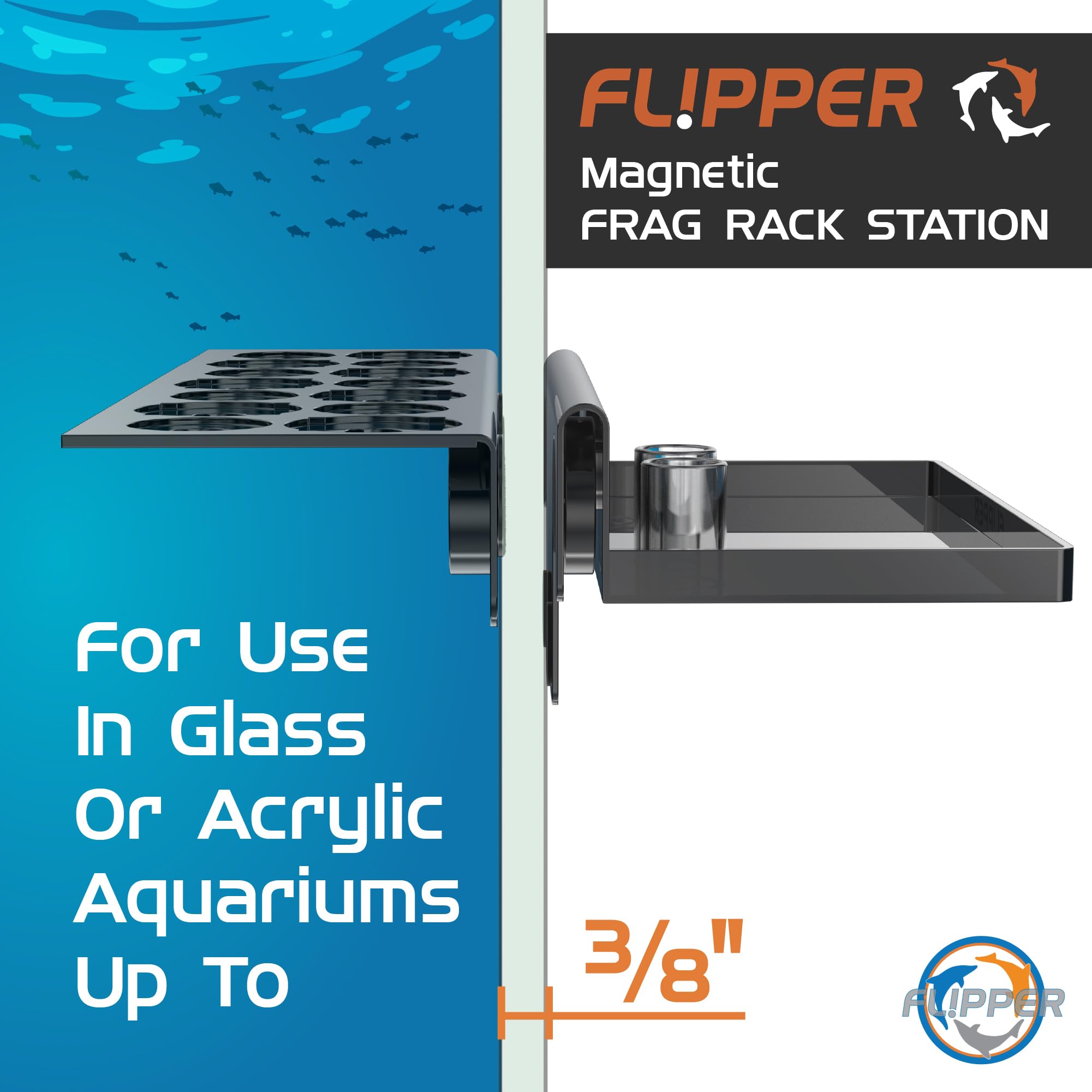 Fl!Pper Flipper Magnetic Frag Station Aquarium Rack With Removeable Shelf For Aquatic Coral Reefs - Holds 14 Frags - Black