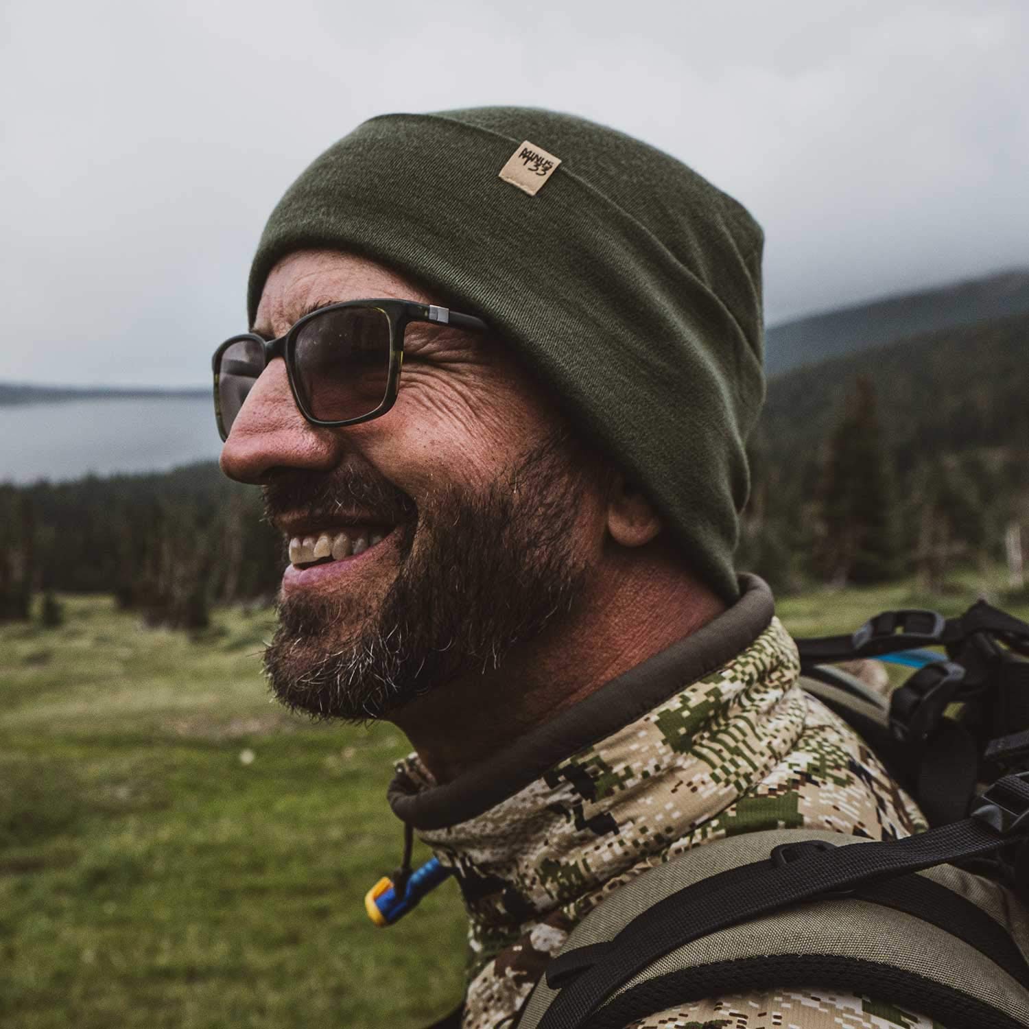 Ridge Cuff Beanie - 100 Merino Wool - Warm Winter Hat - Olive Drab