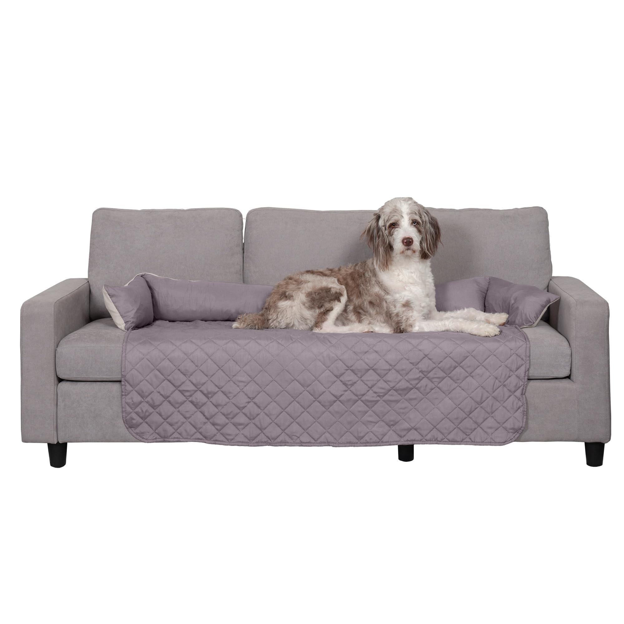 Furhaven Water-Resistant & Reversible 54' Wide Seat Cover Protector For Dogs & Cats, Perfect For Couches, Beds, & Car Seats - Sofa Buddy Bolster Seating Protector - Gray/Mist, Extra Large/Xl
