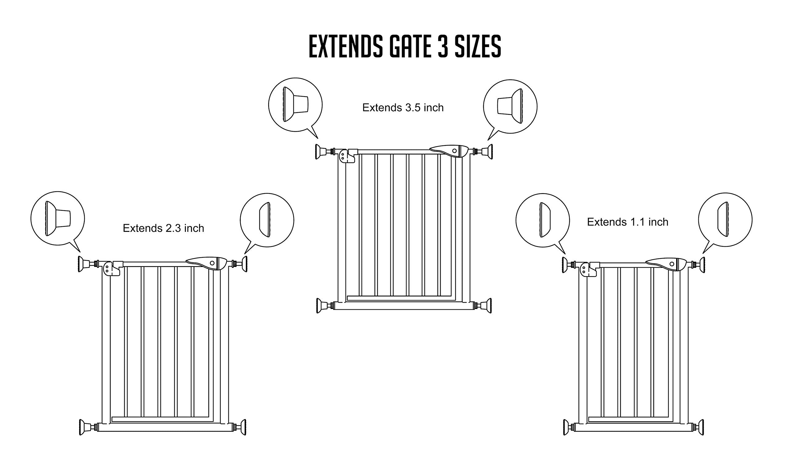 Baby Gate Extender Wall Protector - Pressure Mounted Gates Extension Kit Extends 1.1-3.5 inches Child Safety Gates and Protect W