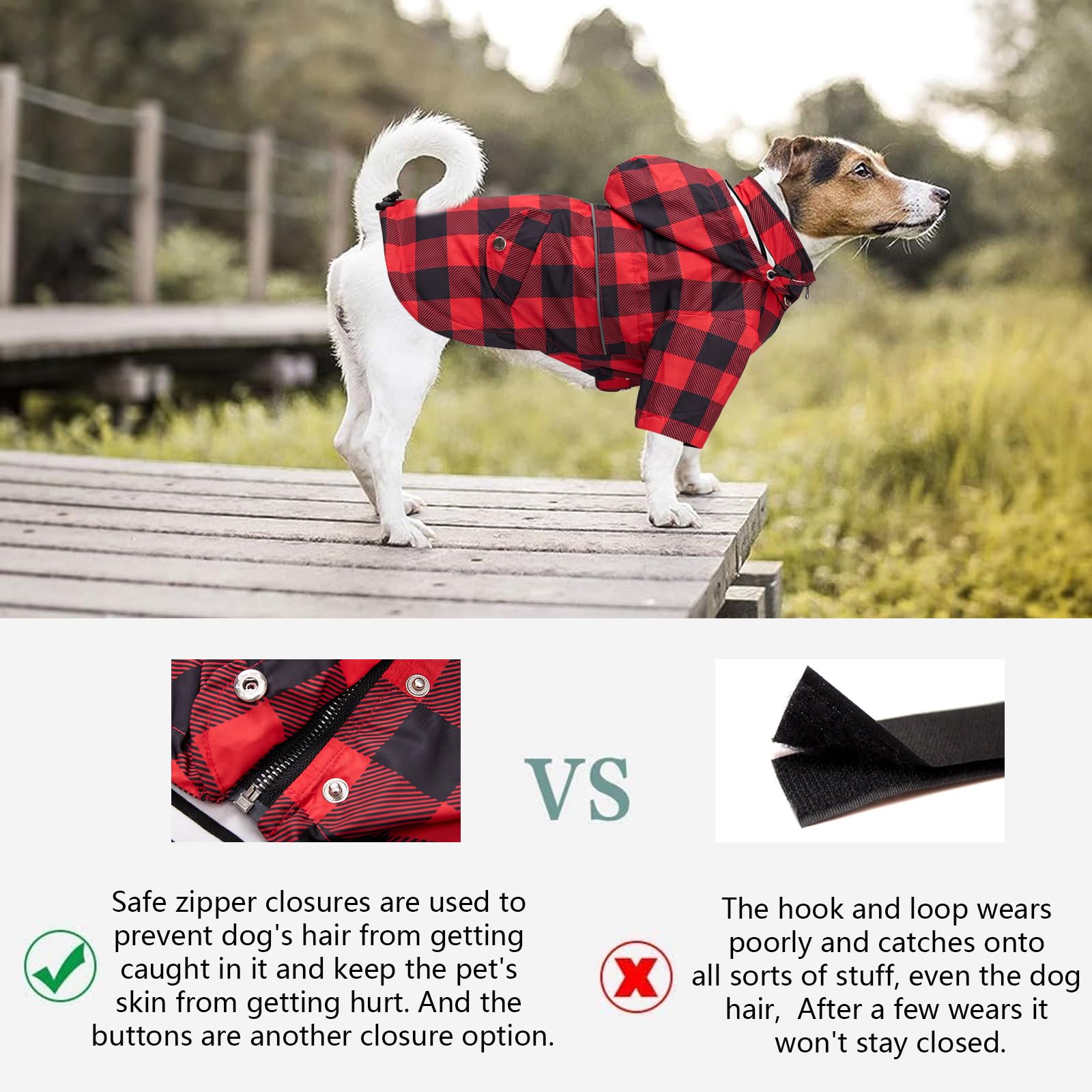 Dog Rain Coat Waterproof Raincoat Puppy Jacket With Legs Buttons Zipper Hood Drawstring Fit For Yorkie Terrier Schnauzer Poodle