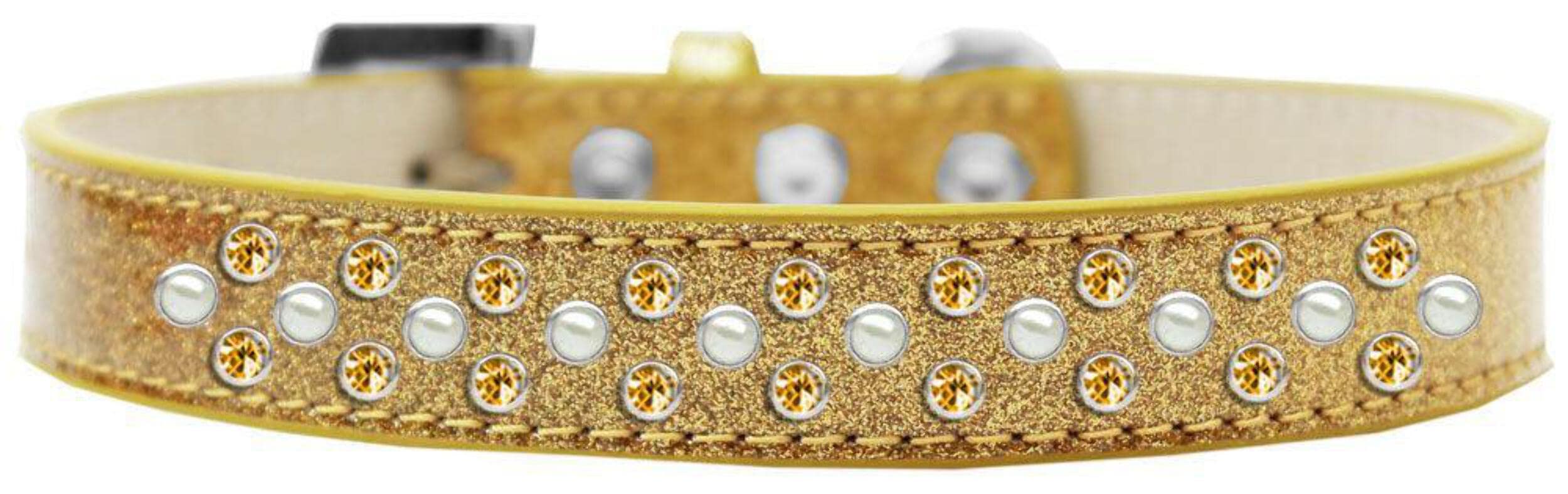 Mirage Pet Products Sprinkles Ice Cream Dog Collar with Pearl and Yellow Crystals, Size 20, Orange