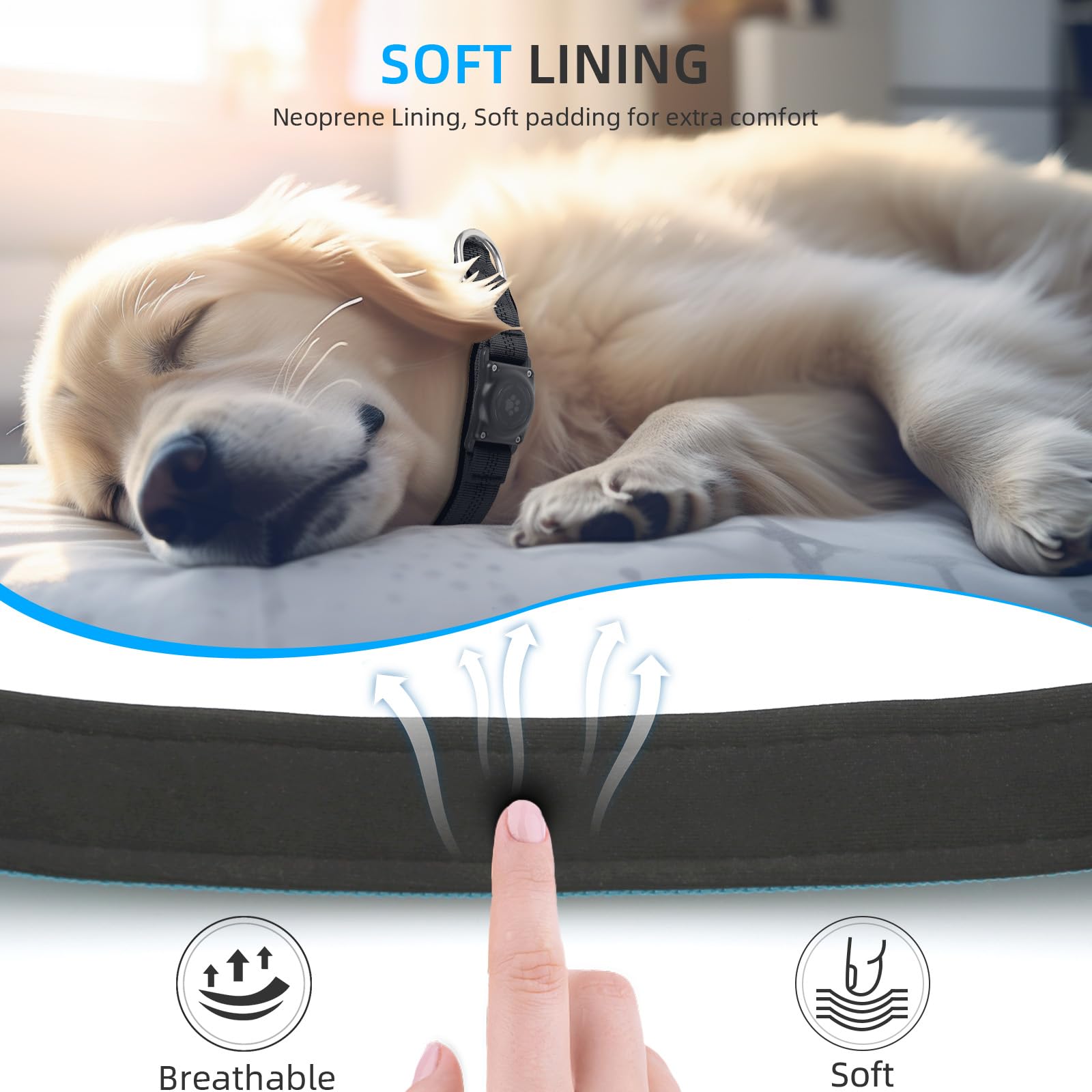 Upgraded Airtag Collar, Ip68 Waterproof Holder, Reflective, Ultra-Durable, Comfortable Padded, Heavy Duty For Small To Large Dogs (Xs (10.25'-13'), Blue)