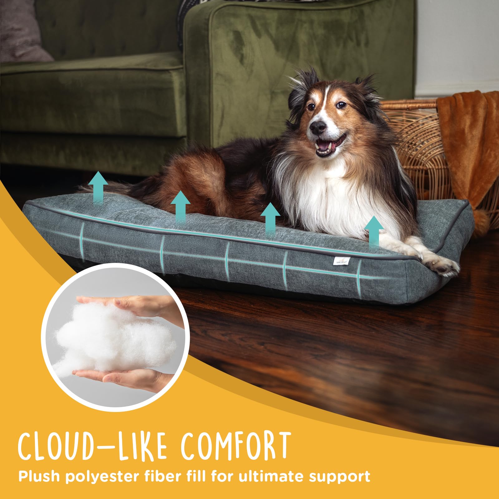 Canine Canyon Milo Dog Bed For Medium Dogs, Waterproof Pet Bed Pillows With Removable Washable Cover, Pet Sleeping Mattress, 30