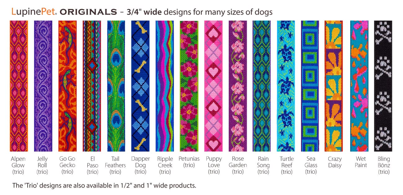 Lupine Small Adjustable Dog Harness in 3/4'' Wide Petunias 12-20'' Girth