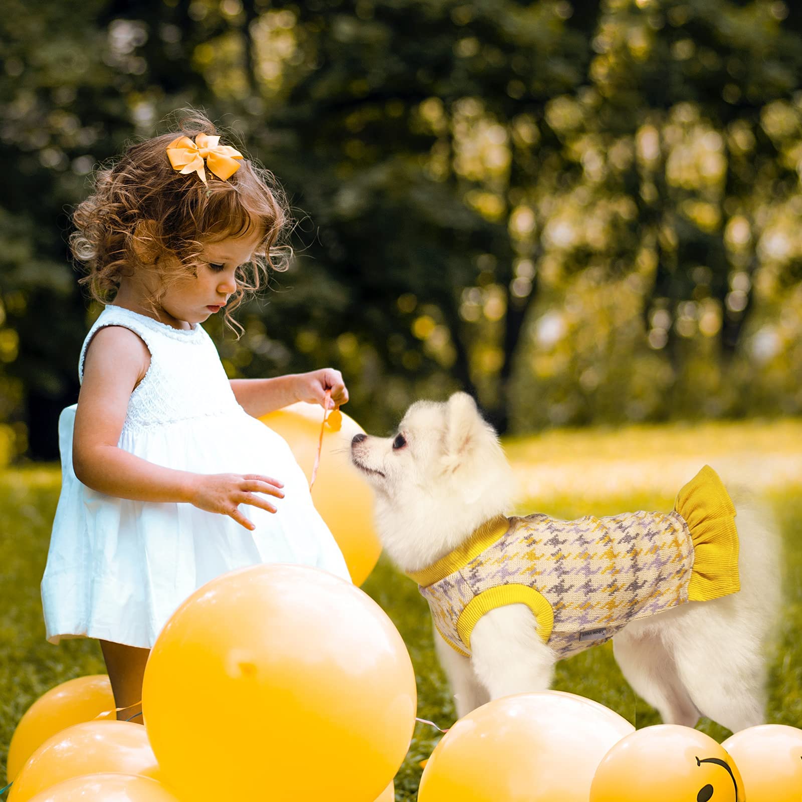 Tony Hoby Dog Dress, Dog Sweater Dress With Leash Hole, Dog Party Dress, Dog Princess Skirt For Small Medium Dog (Yellow, S)