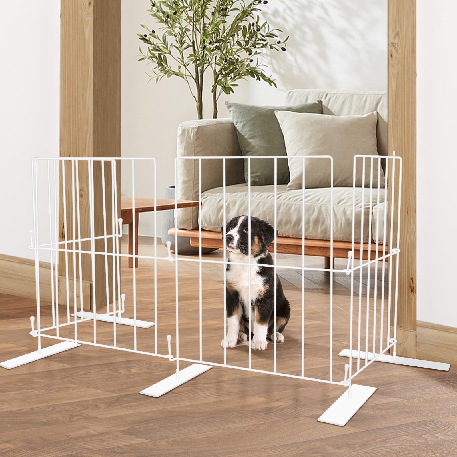 Yorwhin Short Puppy Gate - 17 Inch Height, Free Standing, Expands Up To 48 Inches, Indoor/Outdoor, Step Over Pet Fence For Small