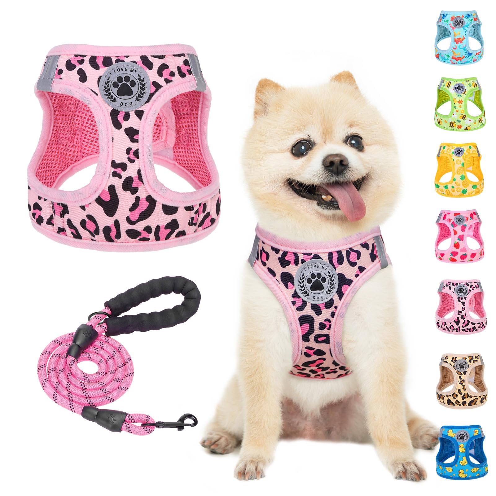 BEAUTYZOO Step in Dog Harness and Leash Set,Reflective Dog Harness No Pull No Choke Puppy Harness for Small Medium Dogs Cats,Sof