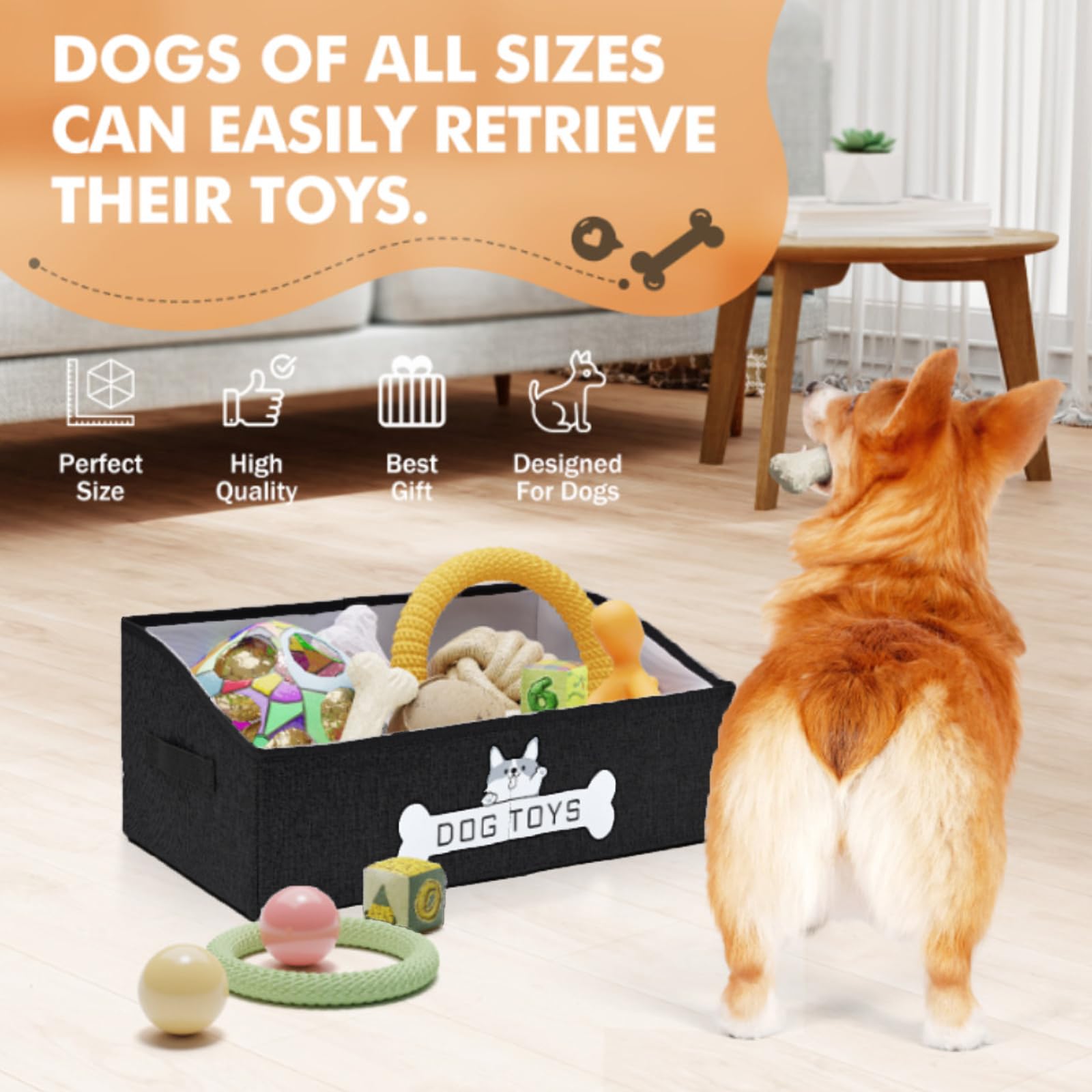 Mutiearo Dog Toy Basket, Specially Designed for Dog Toy Storage, Collapsible Dog Toy Box with Handle,Perfect for Storing Pet Toy
