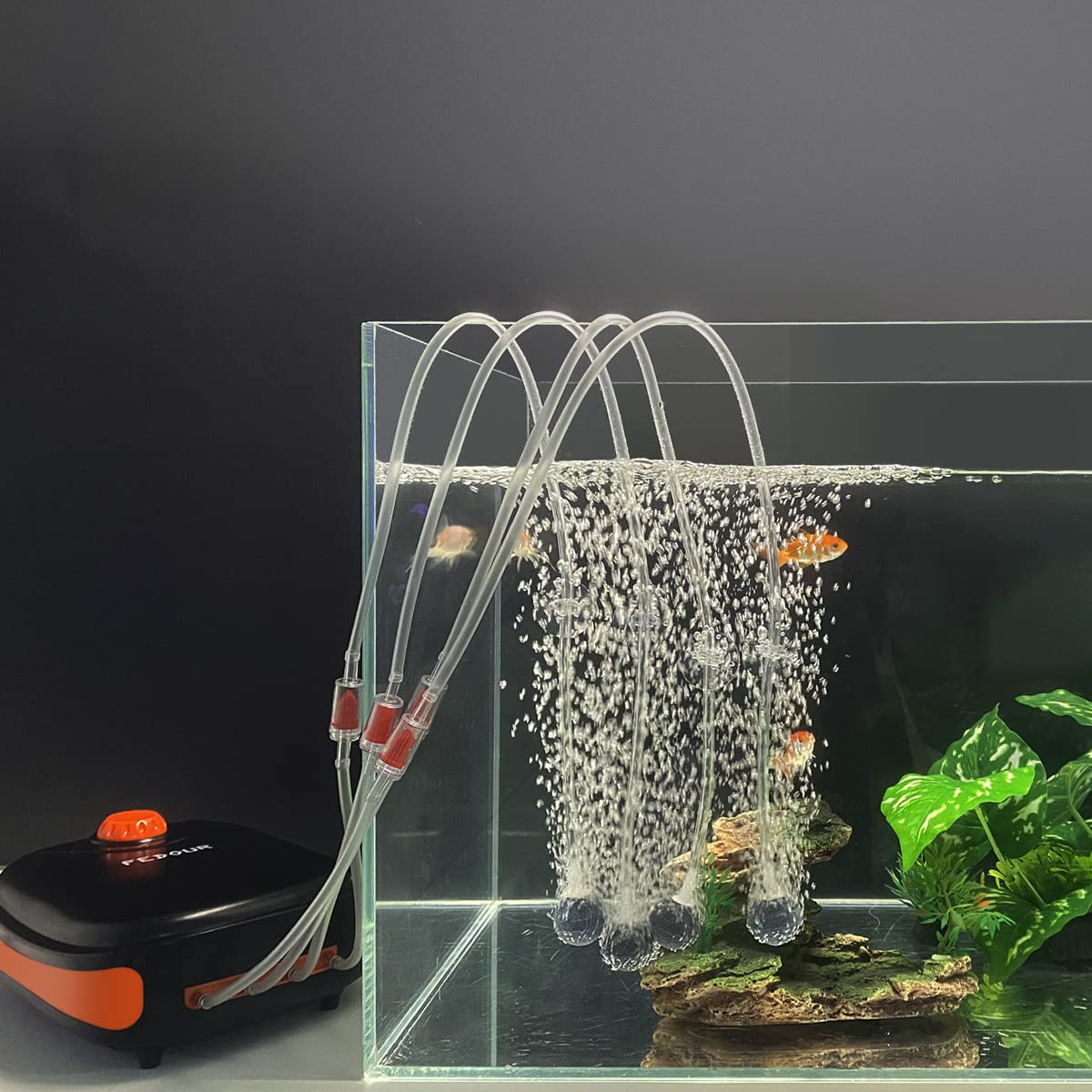 Fedour 4W/5W/8W Aquarium Corded Electric Air Pump, 96Gph/160Gph/256Gph Dual Outlets 4 Outlets Oxygen Pump, Ultra Quiet Aquarium