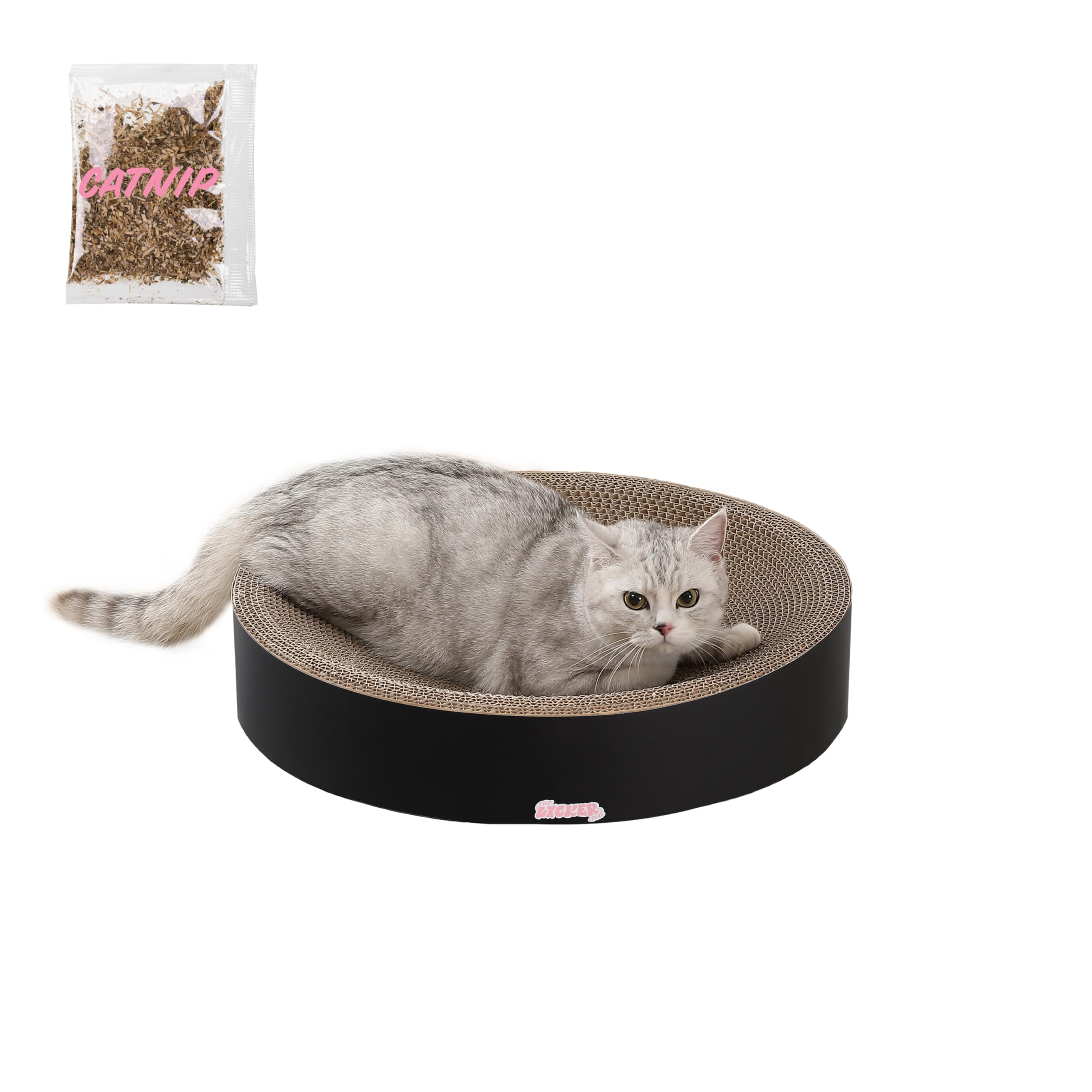 The Licker Store Csr1010H Nelson 20.13'' Modern Cardboard Round Bowl Cat Scratcher With Catnip, Ink