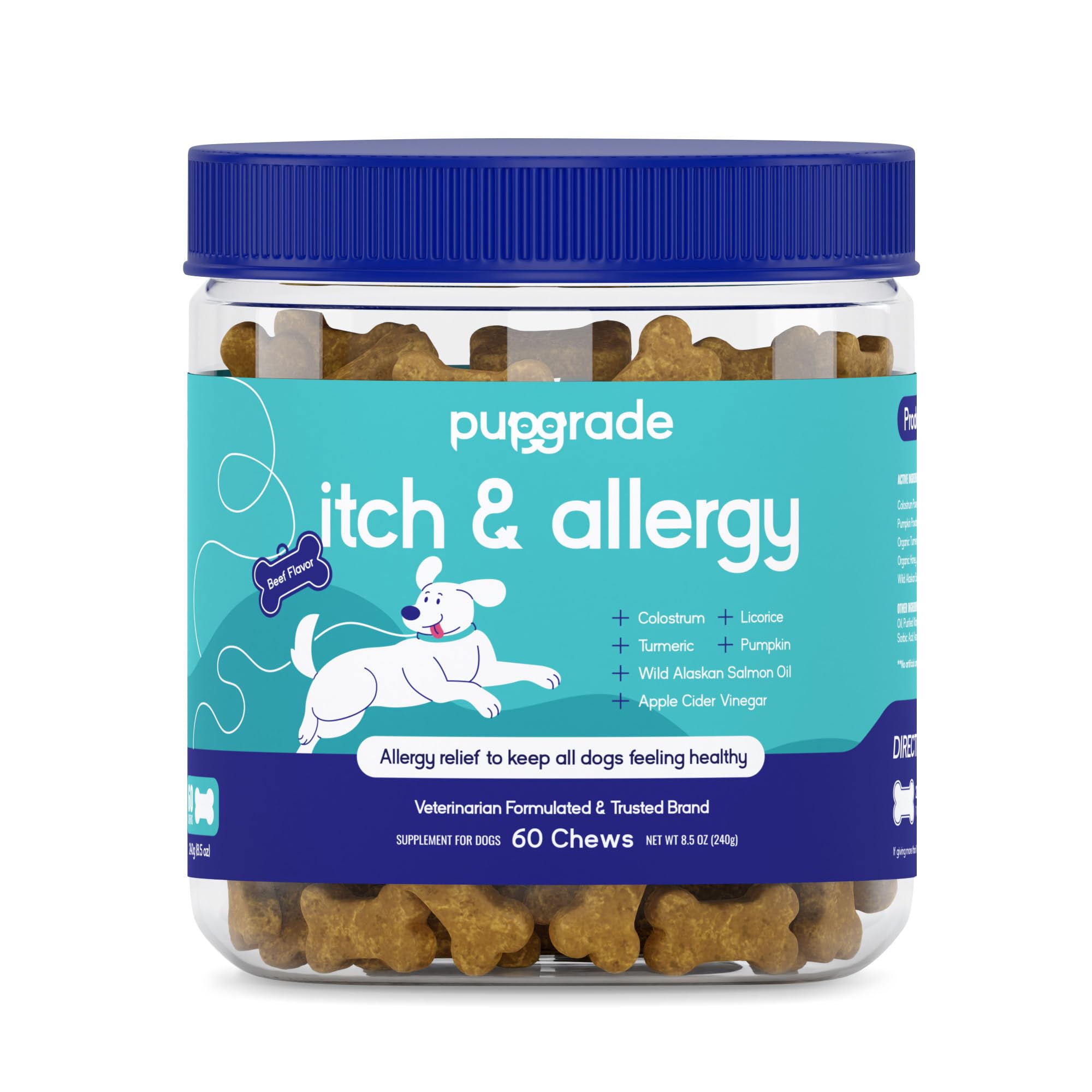 PupGrade Itch & Allergy Chew Supplement for Dogs Improved Immune Support & Seasonal Allergies with Alaskan Salmon Fish Oil - Hel