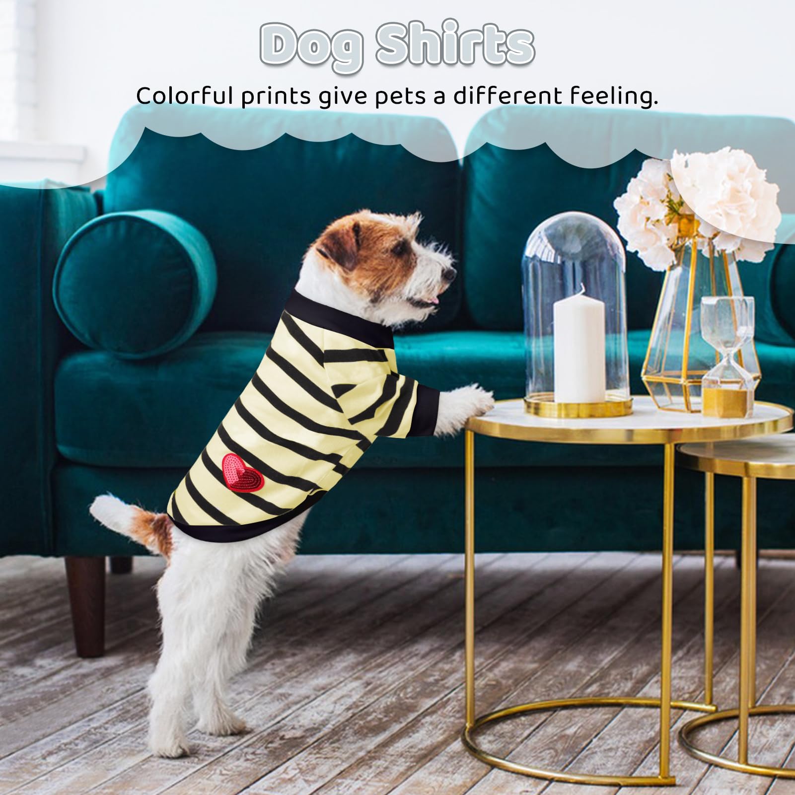 Preferhouse Dog Shirts For Small Dogs Cats, Dog Striped T-Shirts Dog Vest Pet Apparel Tee Shirts Spring Summer Suitable For Smal