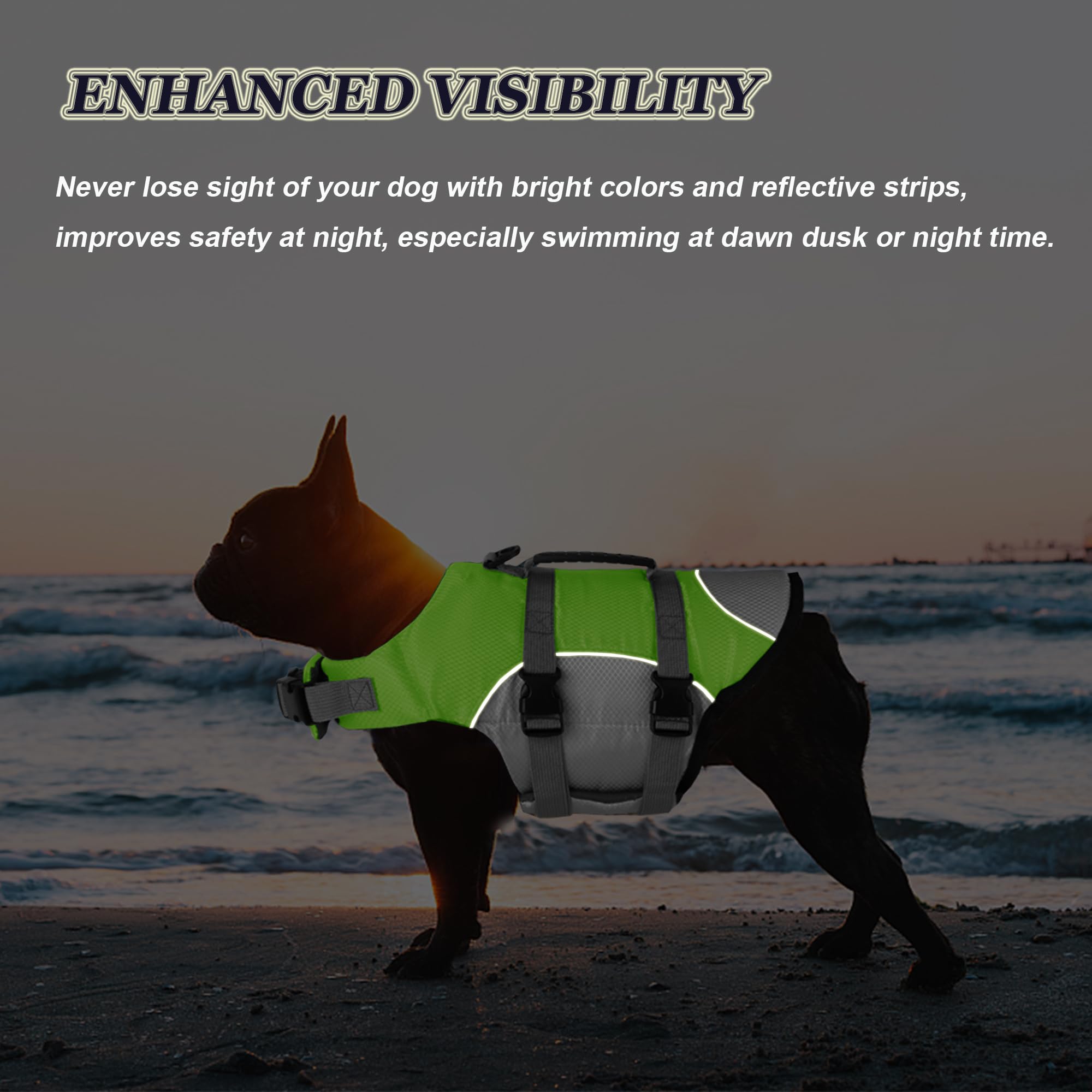 Dogcheer Dog Life Jacket, Reflective Dog Life Vest For Swimming Boating, Adjustable Puppy Swim Vest Ripstop Pfd Flotation Vest P