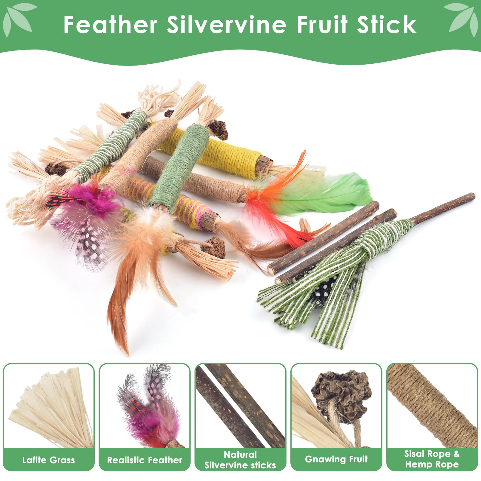 Bissap 16 Pcs Silvervine Chew Sticks For Cats, Catnip Chew Sticks Cat Toys For Indoor Cat Kitten Teeth Grinding Interactive Feat