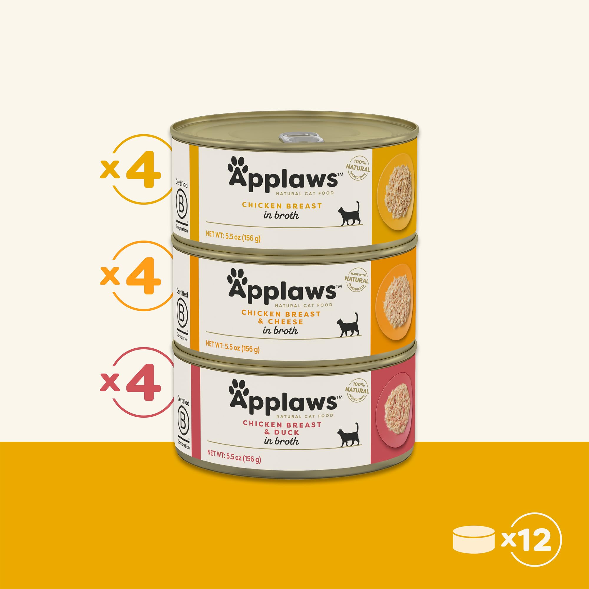 Applaws Natural Wet Cat Food in Broth, Limited and Natural Ingredients, High Protein with No Artificial Additives, Chicken Selec