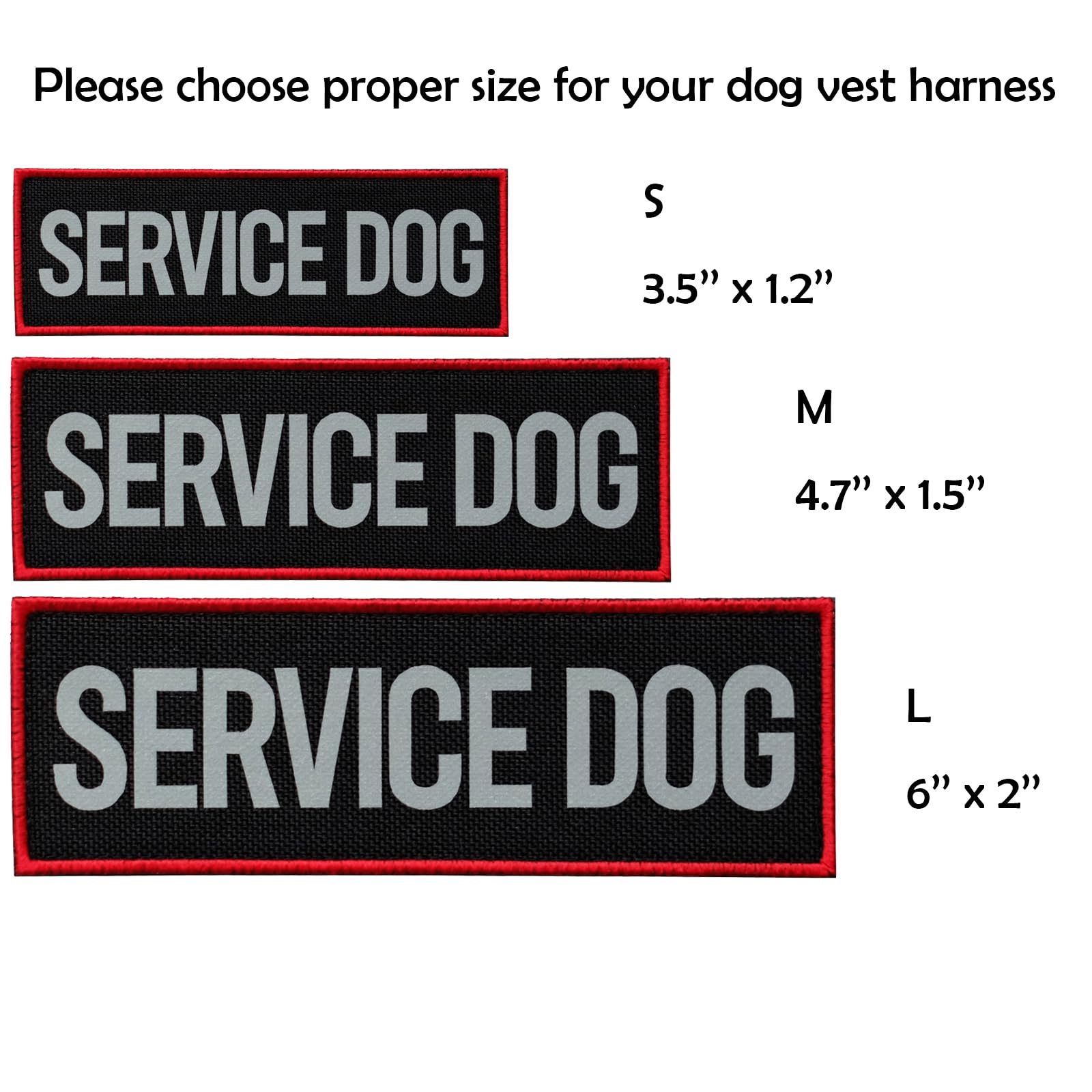FITZNORA 2 Pcs Reflective Service Dog Patch with Hook and Loop Backing, Embroidered Border with Printed Lettering Patch for Dog