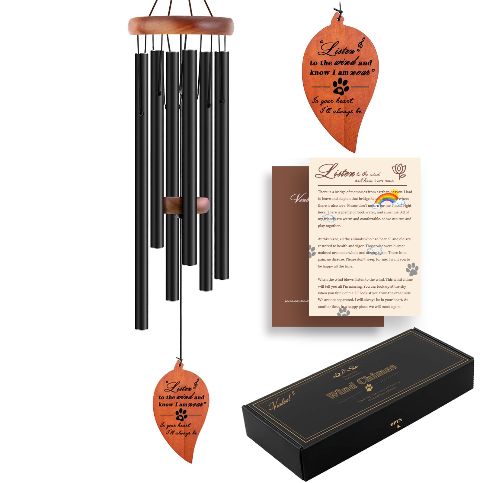 Venbeel Pet Loss Gifts, 28'' Dog Memorail Wind Chimes, Dog Memorial Gifts For Loss Of Dog, Dog Bereavement Passing Away Condolen