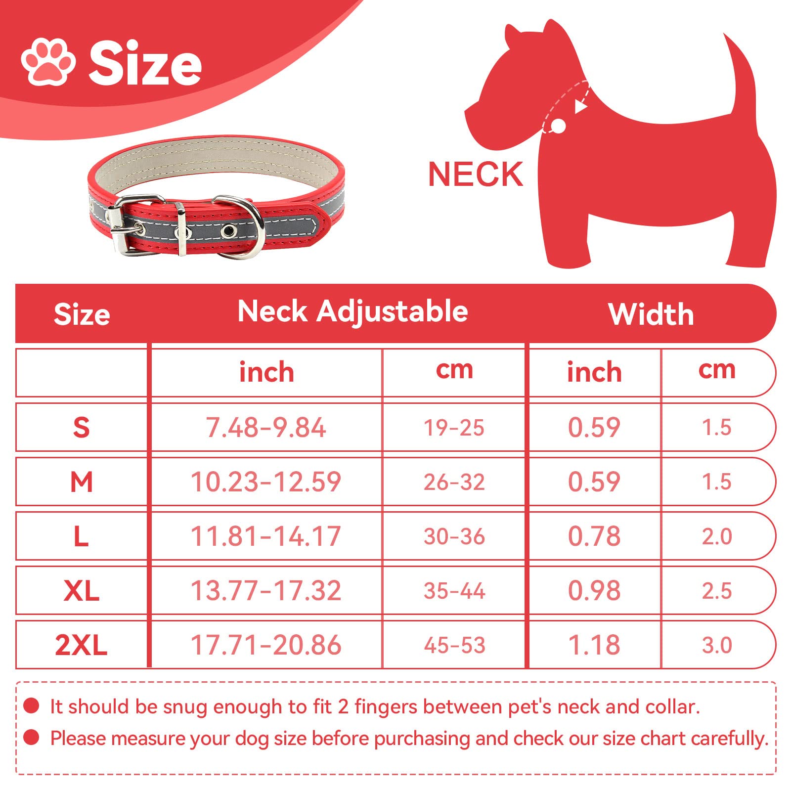 Petcare Reflective Dog Collar With Cute Paw Rivet Studded Funny Soft Pu Leather Adjustable Puppy Dog Collars For Small Medium Large Dogs Cats (Red,Small)