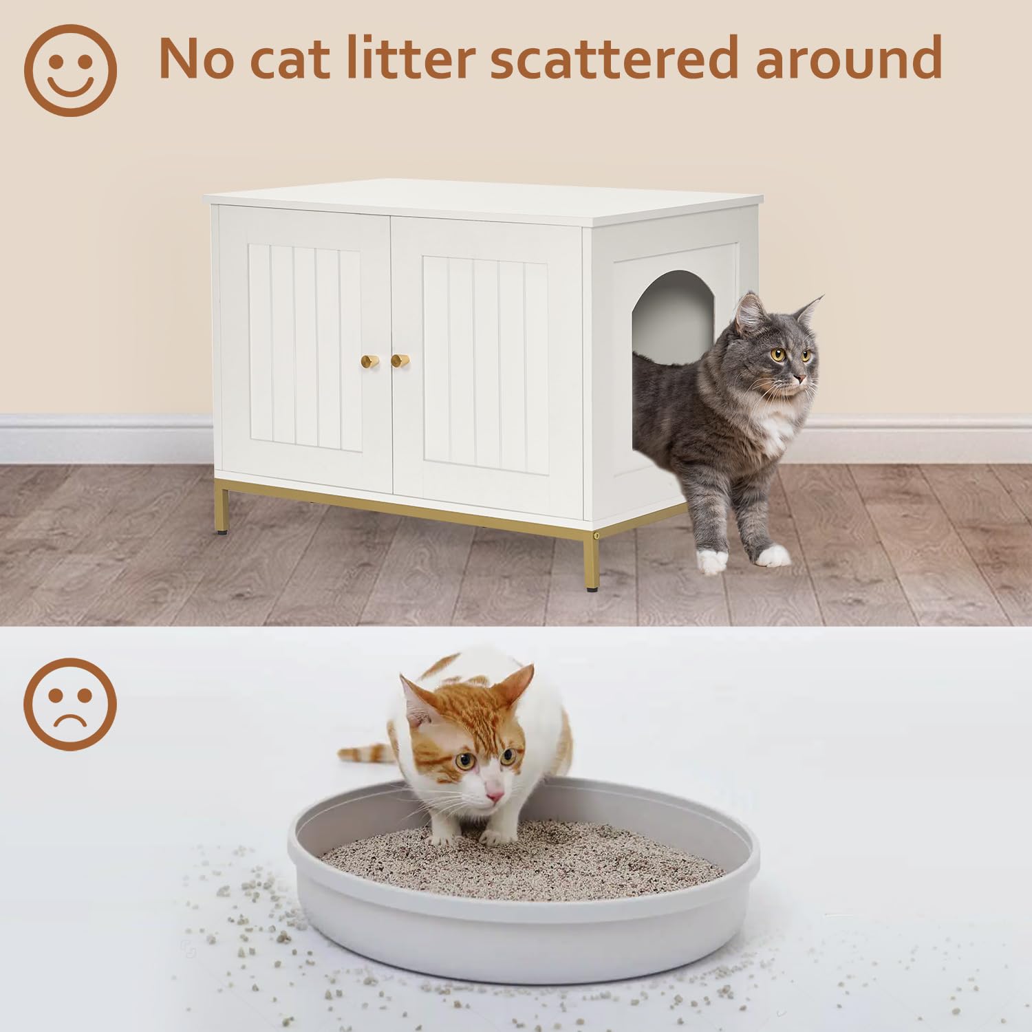 Homhedy Cat Litter Box Enclosure, Modern White Pet House, 28.3"L x 17.7"W x 21.7"H, Engineered Wood, Model CL70W