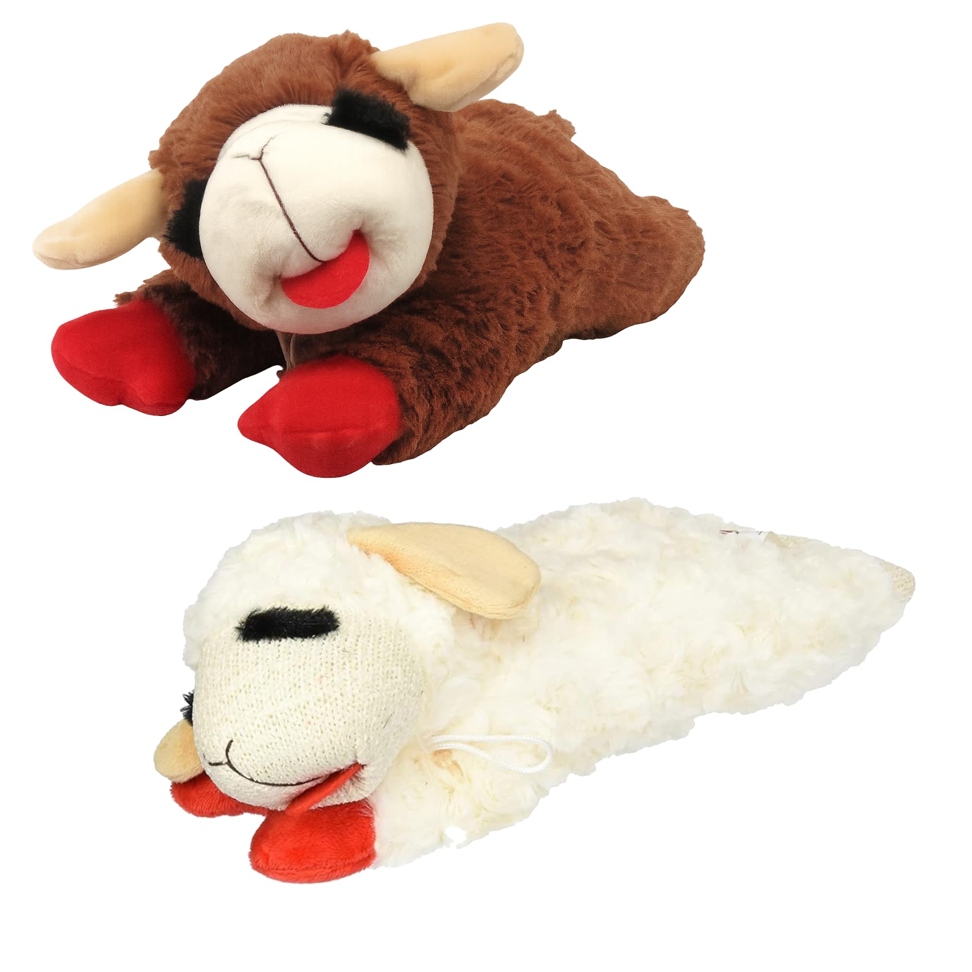 HDP Lambchop Brown 10'' with Squeaker Color:White/Brown Size:Set