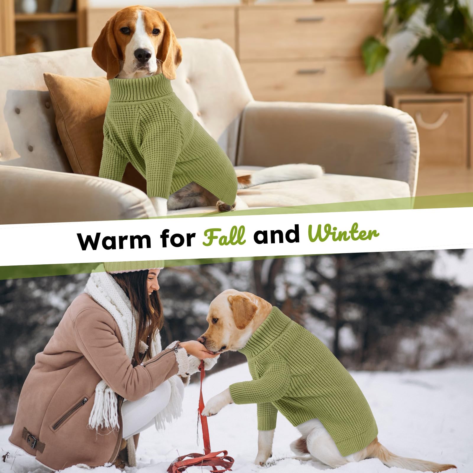 Queenmore Dog Sweater, Turtleneck Dogs Sweaters With Check Pattern, Winter Warm Dog Sweaters For Large Breeds, Solid Pull-On Pet