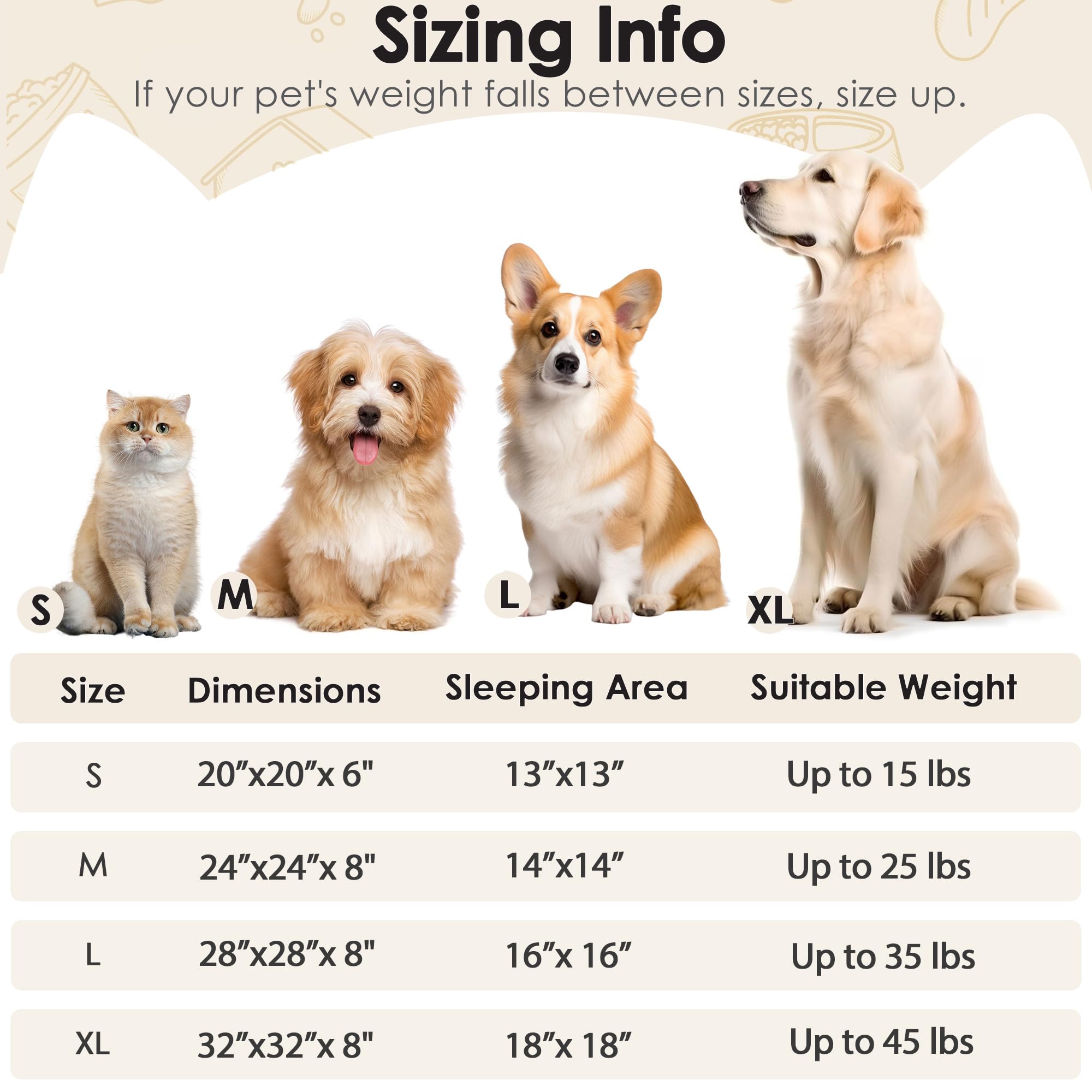 Dog Beds Large Sized Dog And Cats, 32In Pet Beds For Large Pet, Washable Indestructible Extra Large (Light Brown)
