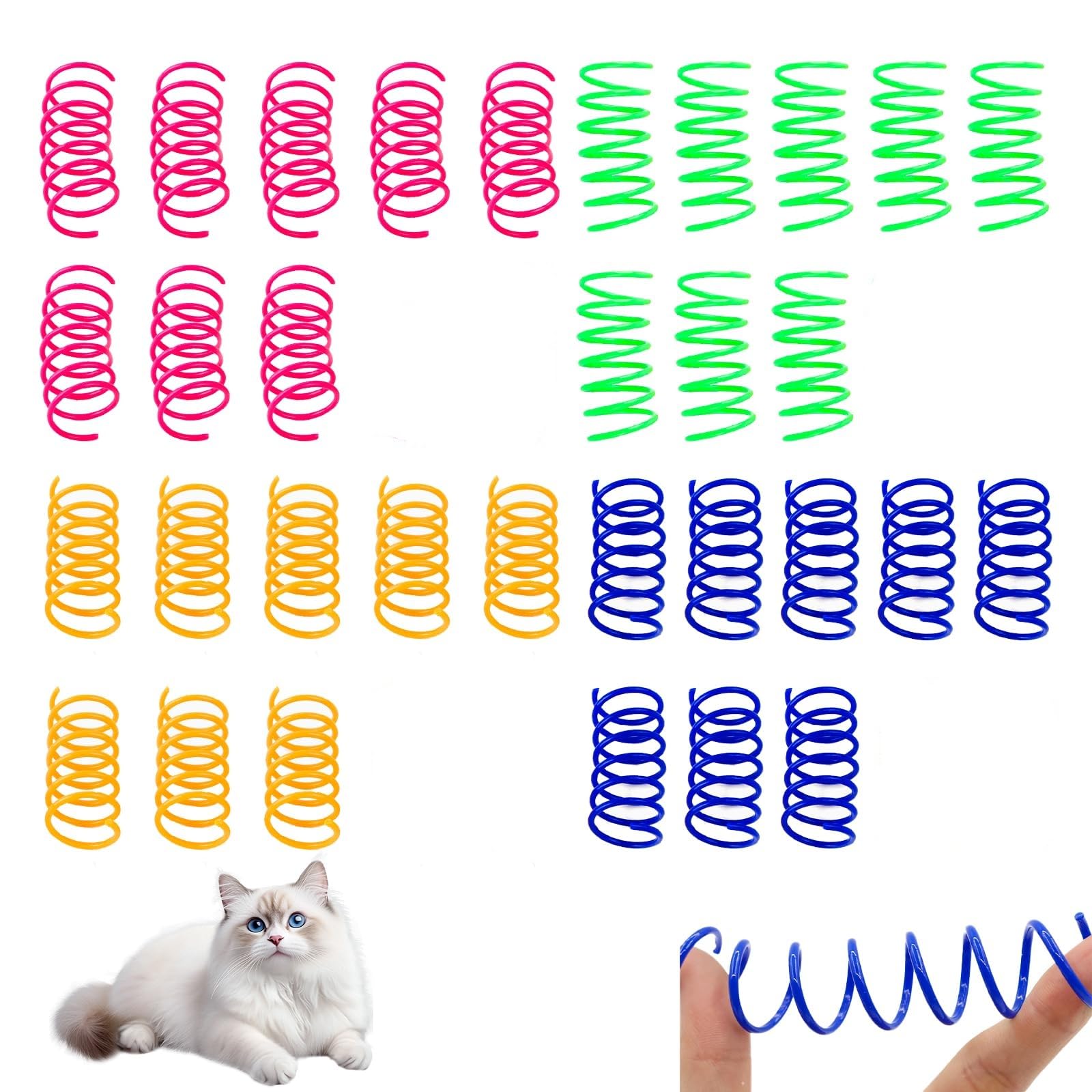 Squishy 28Pcs Cat Springs,Spring Toy, Cat Toys Interactive For Indoor Play, Colorful Plastic Coils To Stimulate Hunting Instinct