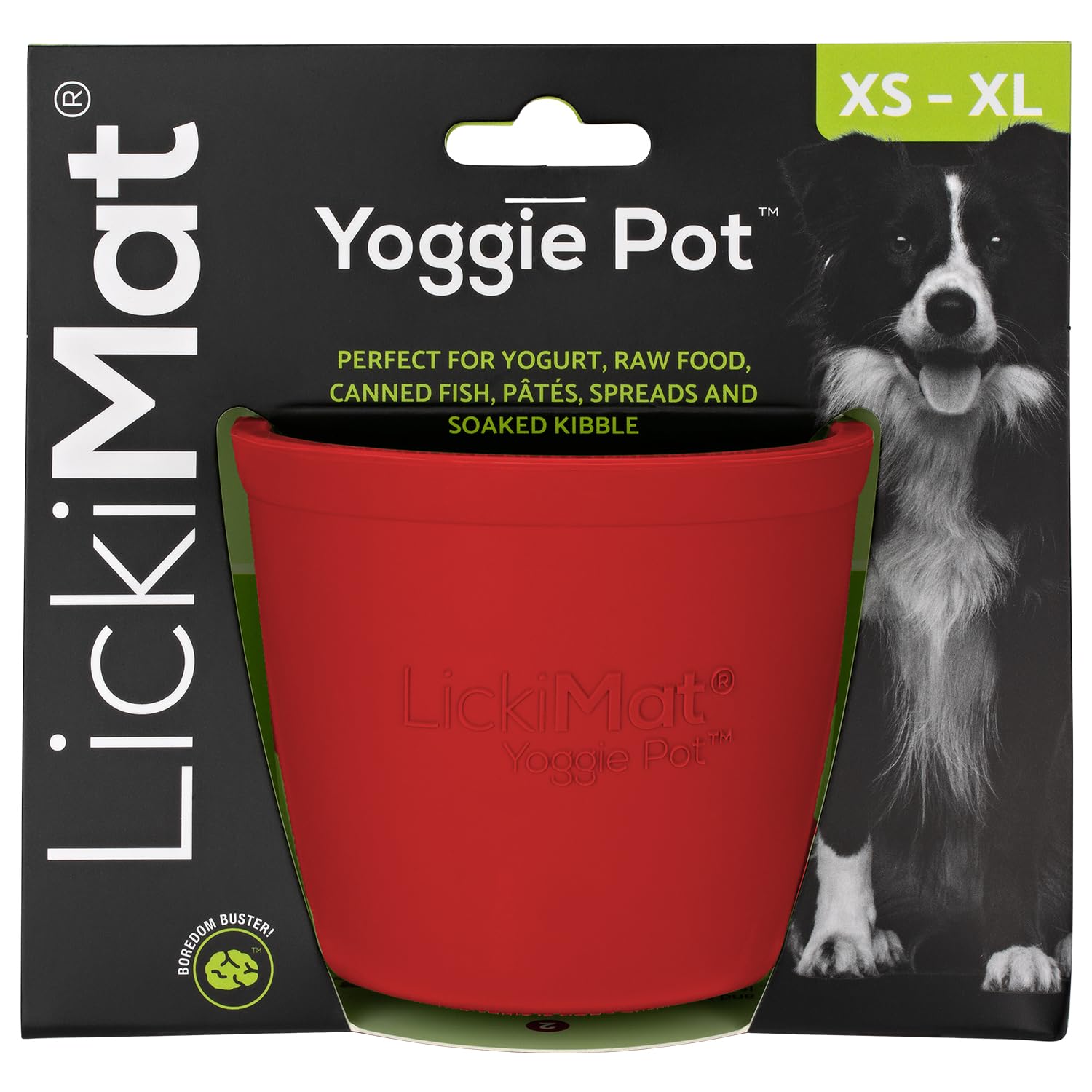 LICKIMAT Yoggie Pot - Distraction, Fun and Enrichment. Long Lasting Rubber Licking Treat Dispenser for All Dog Sizes and Slow Fe