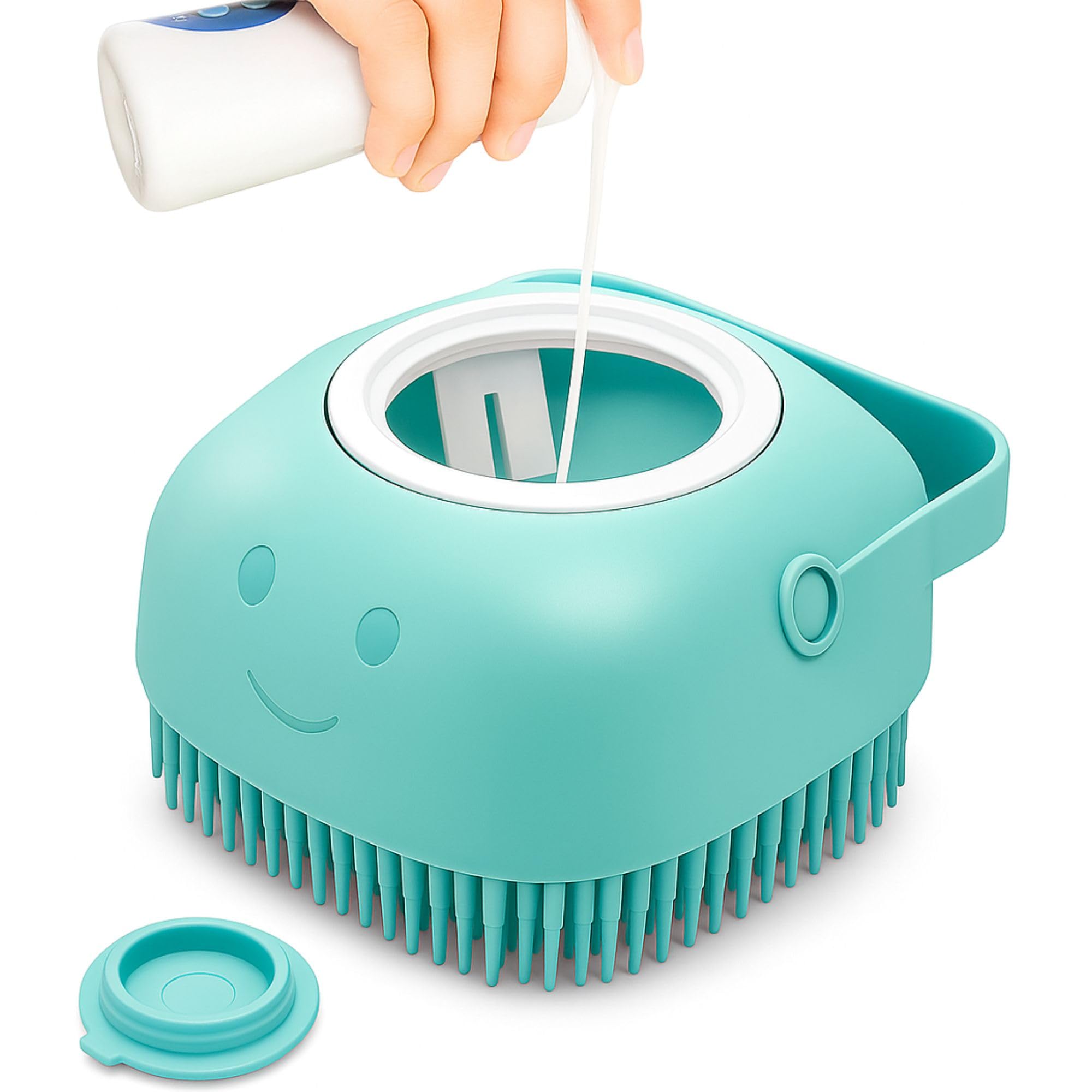 Richpet Dog Bath Brush With Shampoo Dispenser  Soft Silicone Grooming Brush With Gentle Massage Bristles For Easy, Comfortable 