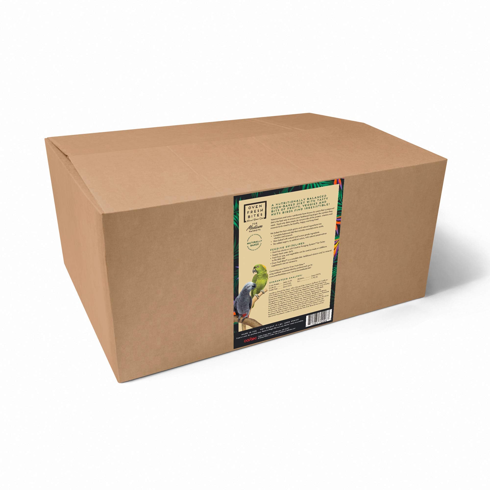 Oven Fresh Bites Natural Baked Avian Diet, All-Natural Bird Food, Whole Grain, Medium Parrot, 15 Lb