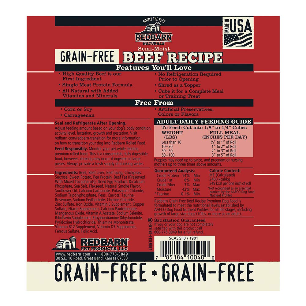Redbarn Grain Free 3lb Dog Food Roll - Beef -(1-Count)