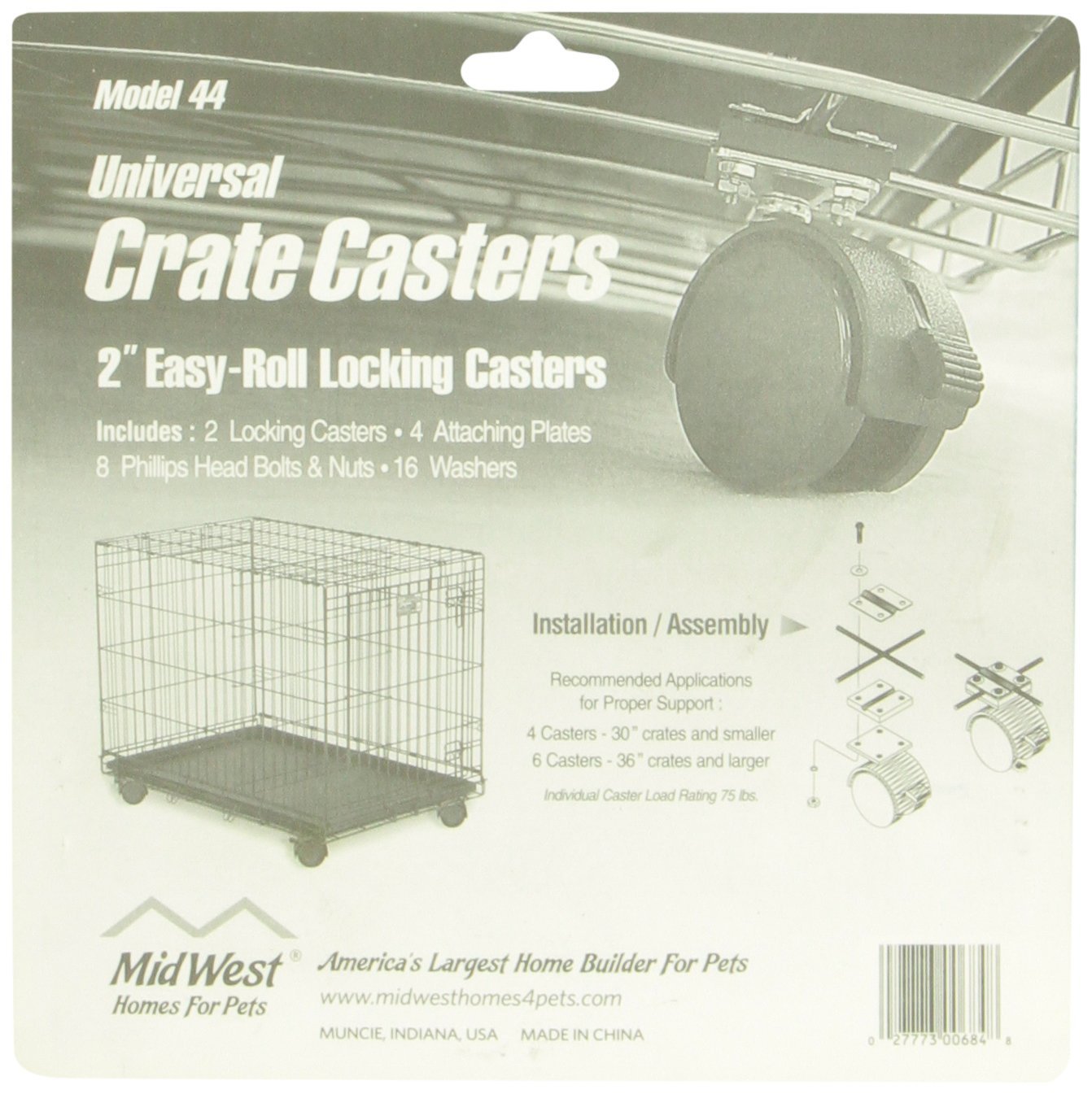 Midwest Homes For Pets Universal Crate Casters, 2 Count (Pack Of 1)