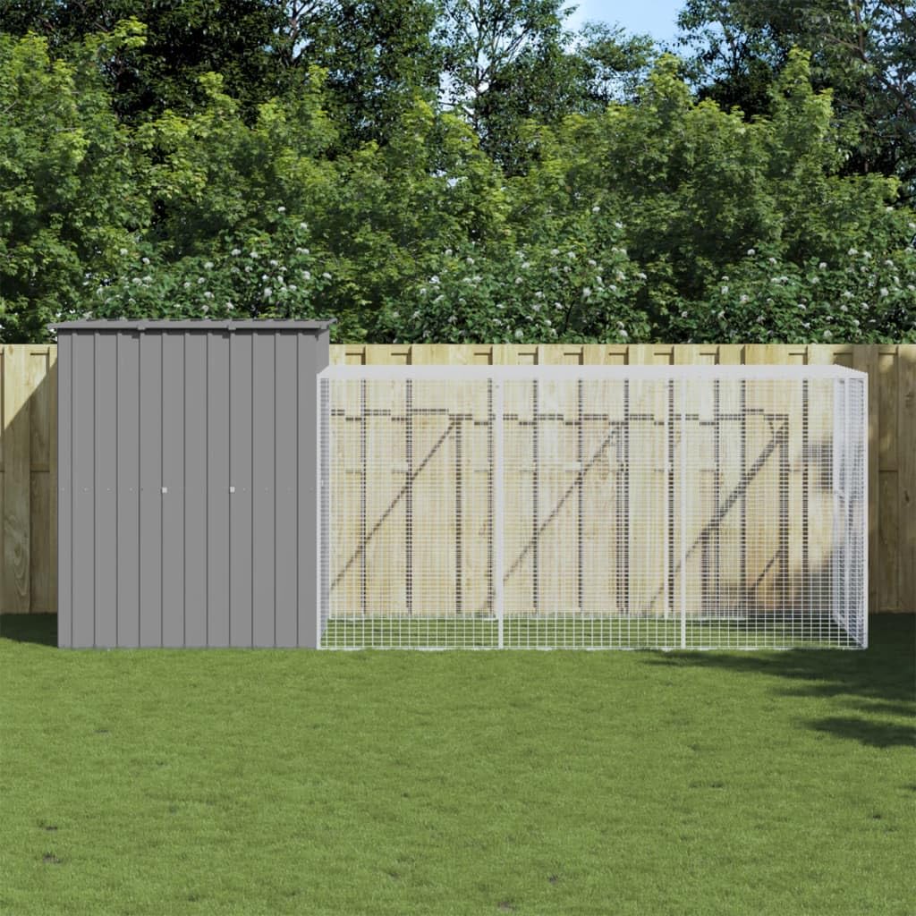 vidaXL Chicken Cage with Run Light Gray 65x179.1x71.3 Galvanized Steel