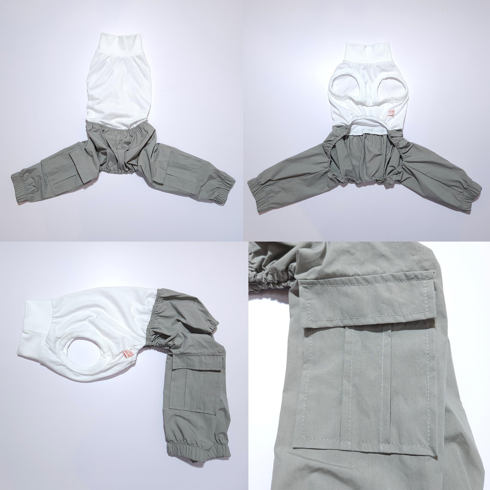D DOGGY STAR Italian Greyhound Clothes Cargo Pants Onesie Outfit Whippet for Dog Coat (XL,Grey Cargo)