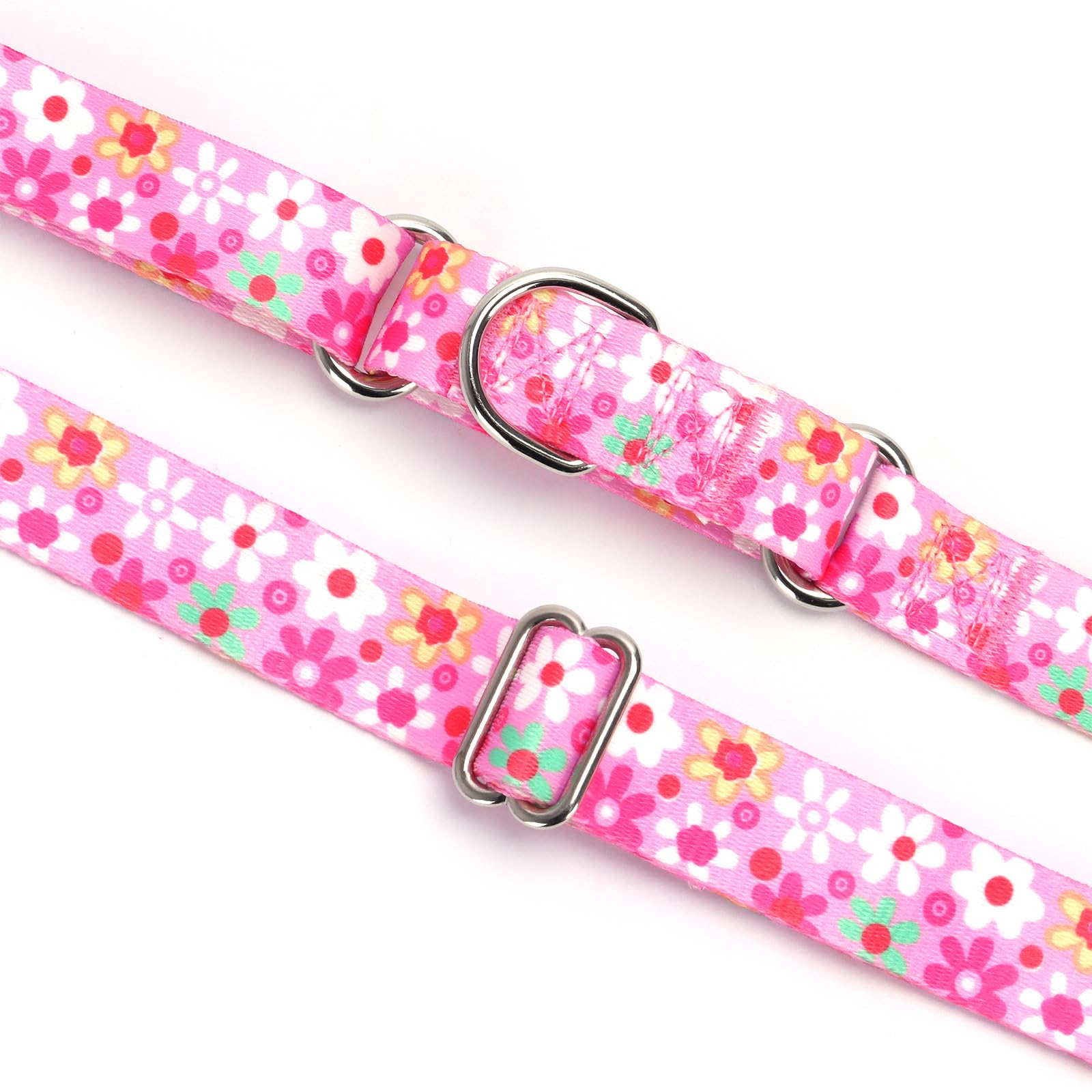 Martingale Collar For Dogs, Pink Flowers Adjustable Premium No Slip Collar For Girl Female Dogs Large Medium And Small-Summer Fl