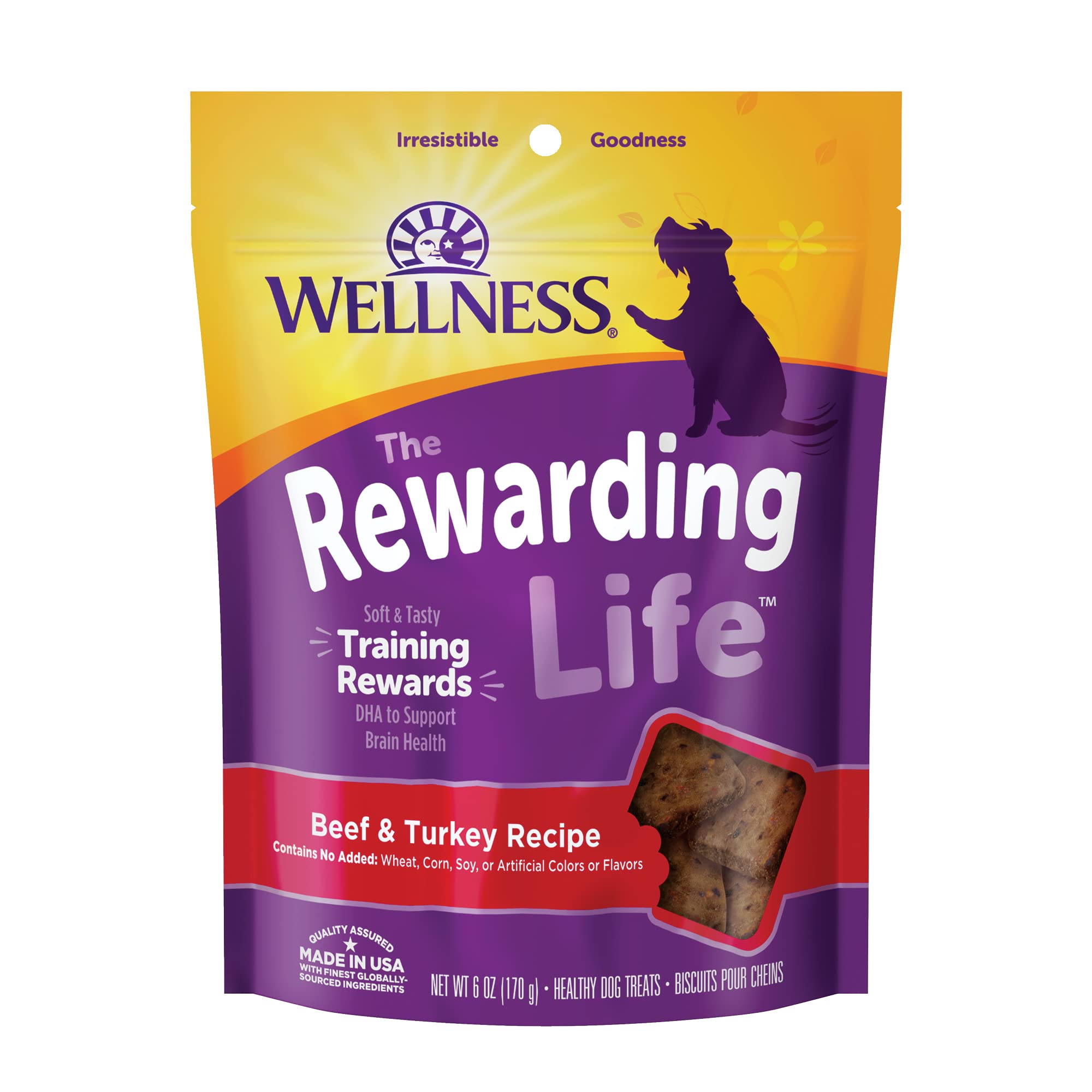 Wellness Rewarding Life Grain-Free Soft Dog Treats, Made in USA with Healthy Ingredients, Ideal for Training (Beef & Turkey Reci