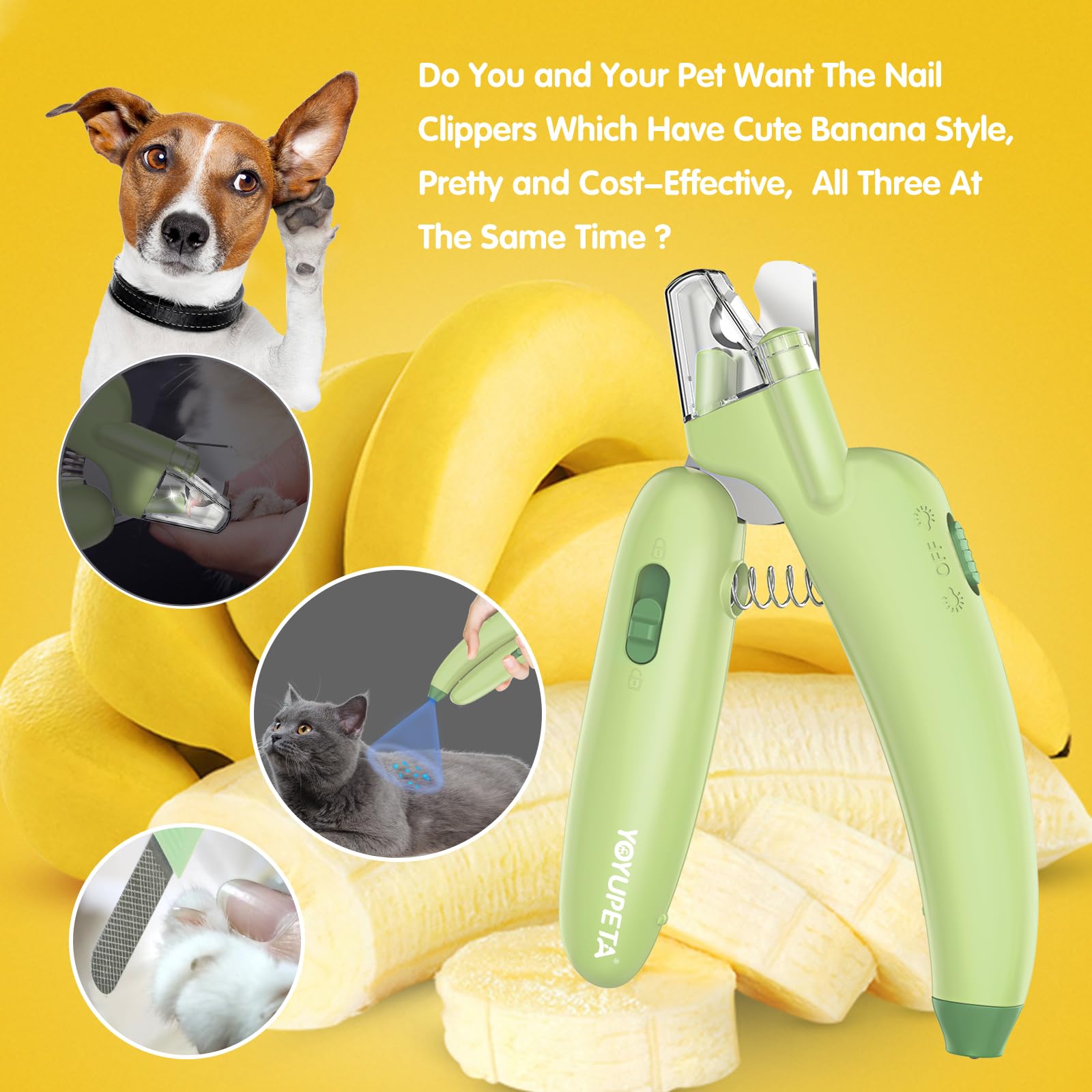 Yoyupeta Dog Nail Clippers With Led Light & Nail File - Professional At-Home Pet Grooming Kit, Razor-Sharp Claw Trimmer & Built-