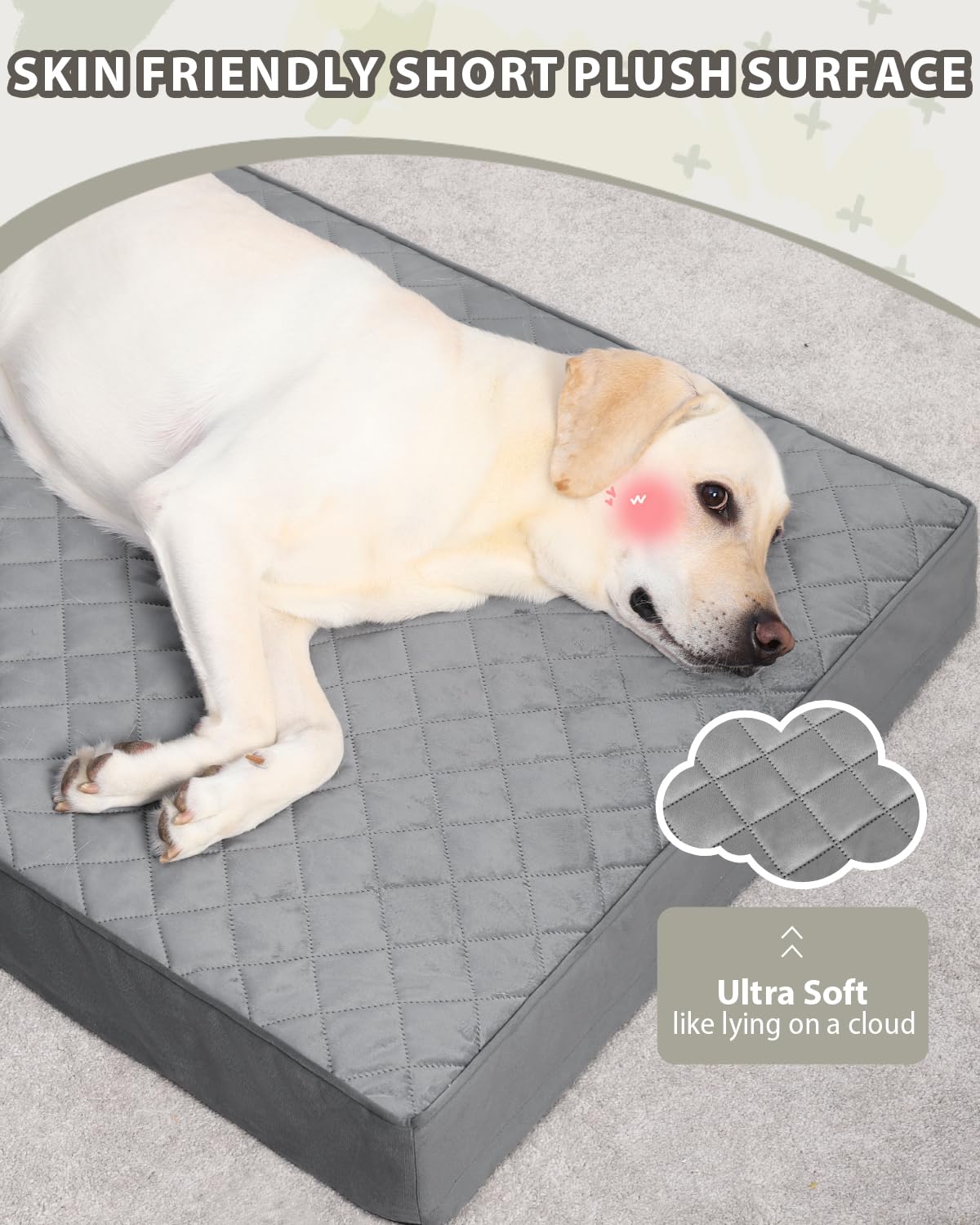 Nupida Orthopedic Xl Dog Bed - Large Size, Waterproof With Removable Washable Cover And Non-Slip Bottom, Quilting For Crate, 41X