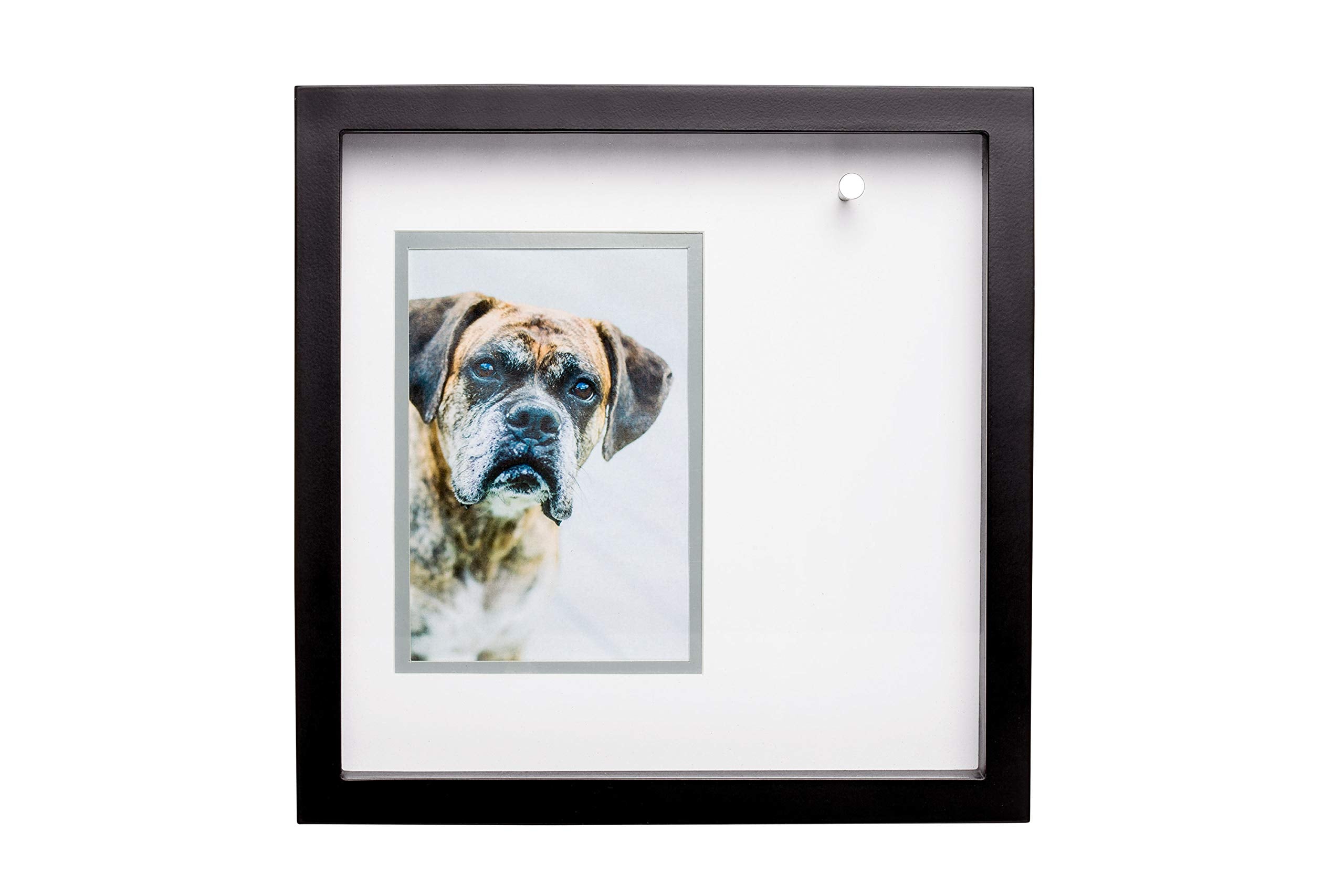 Pearhead Pet Collar Keepsake Picture Frame - Black, 4.5" x 6.5", Dog/Cat Memorial Gift, Model 89033