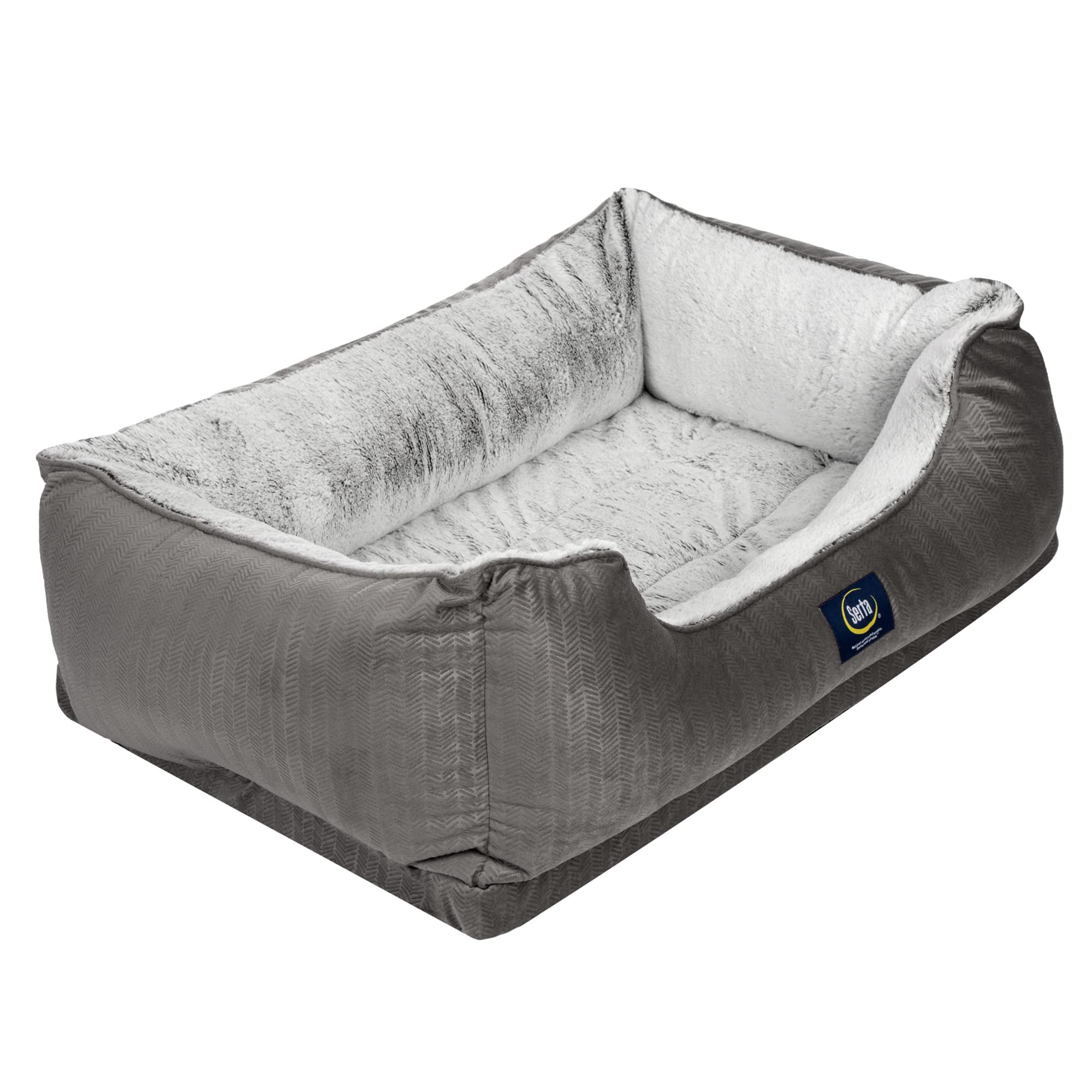 Serta Orthopedic Cuddler Dog Bed For Pets - Slate Gray (Large)