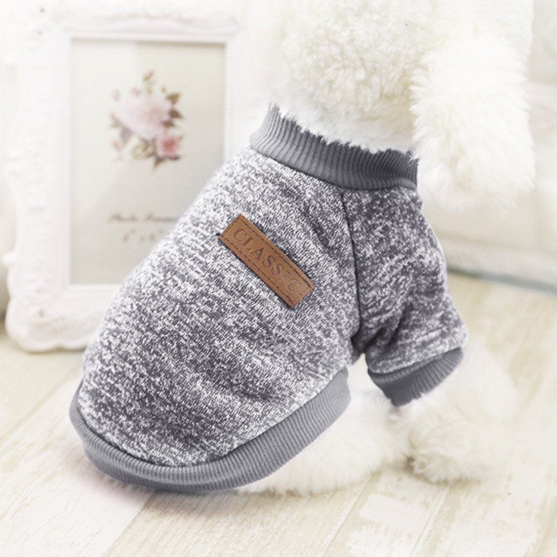 Idepet Pet Dog Classic Sweater Sweatshirt, Soft Fleece Coat For Small,Medium Dog,Warm Pet Dog Cat Clothes,Soft Puppy Customes 2 Color (S, Grey)