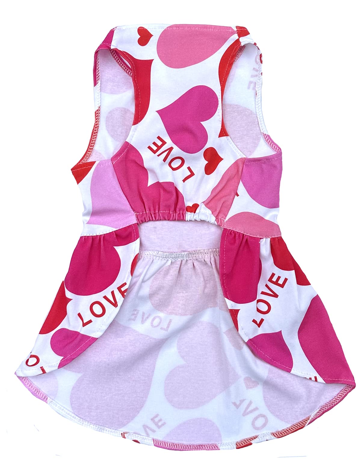 Mother'S Day Love Heart Valentines Day Dog Dress, Mom Dog Valentine Dresses Clothes For Dogs Girl, Large (L) Size