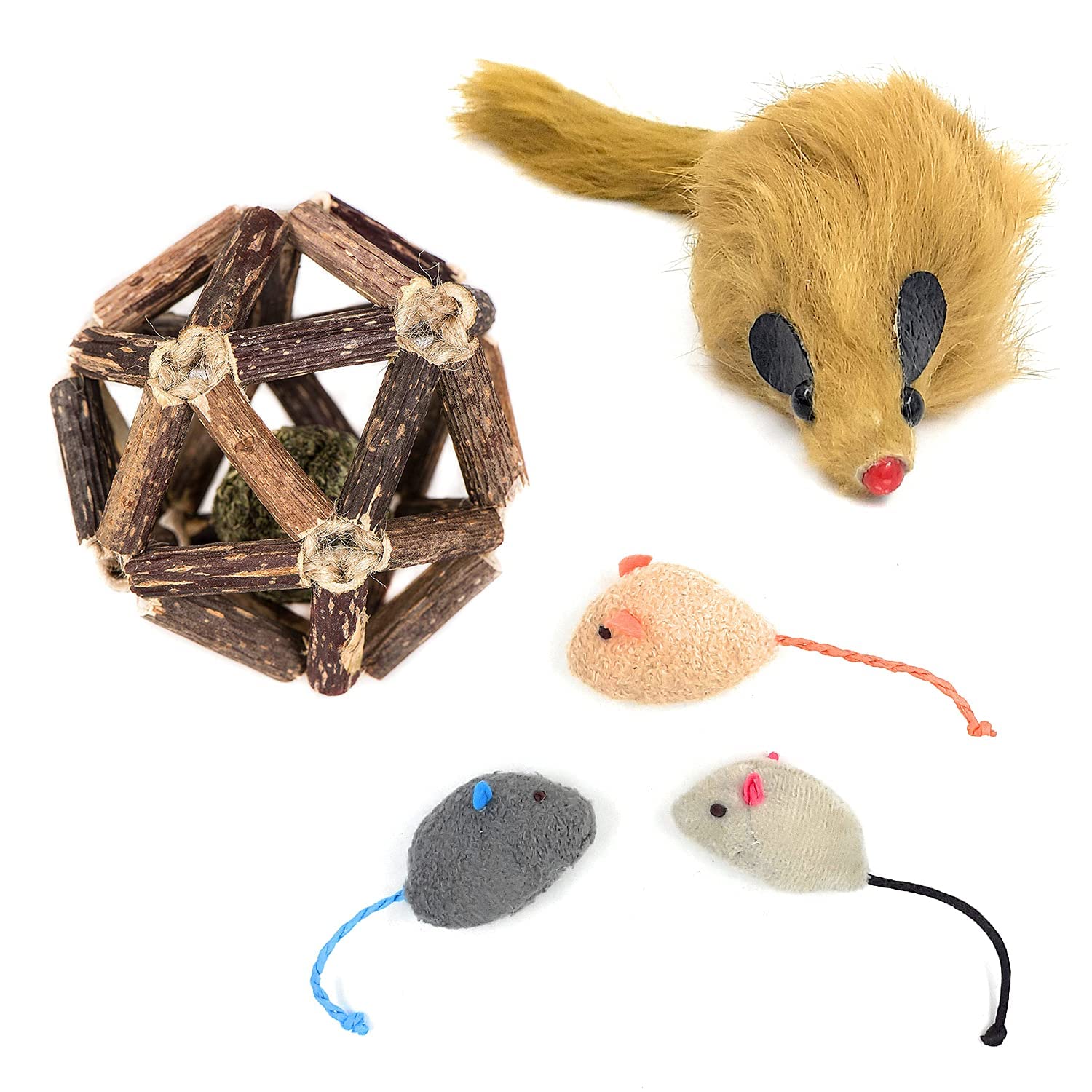 Woofy Cat Ball Vine Sticks Catnip Exquisite Ball Pet Biting Toy Teeth Care With Plush Toy Mouse