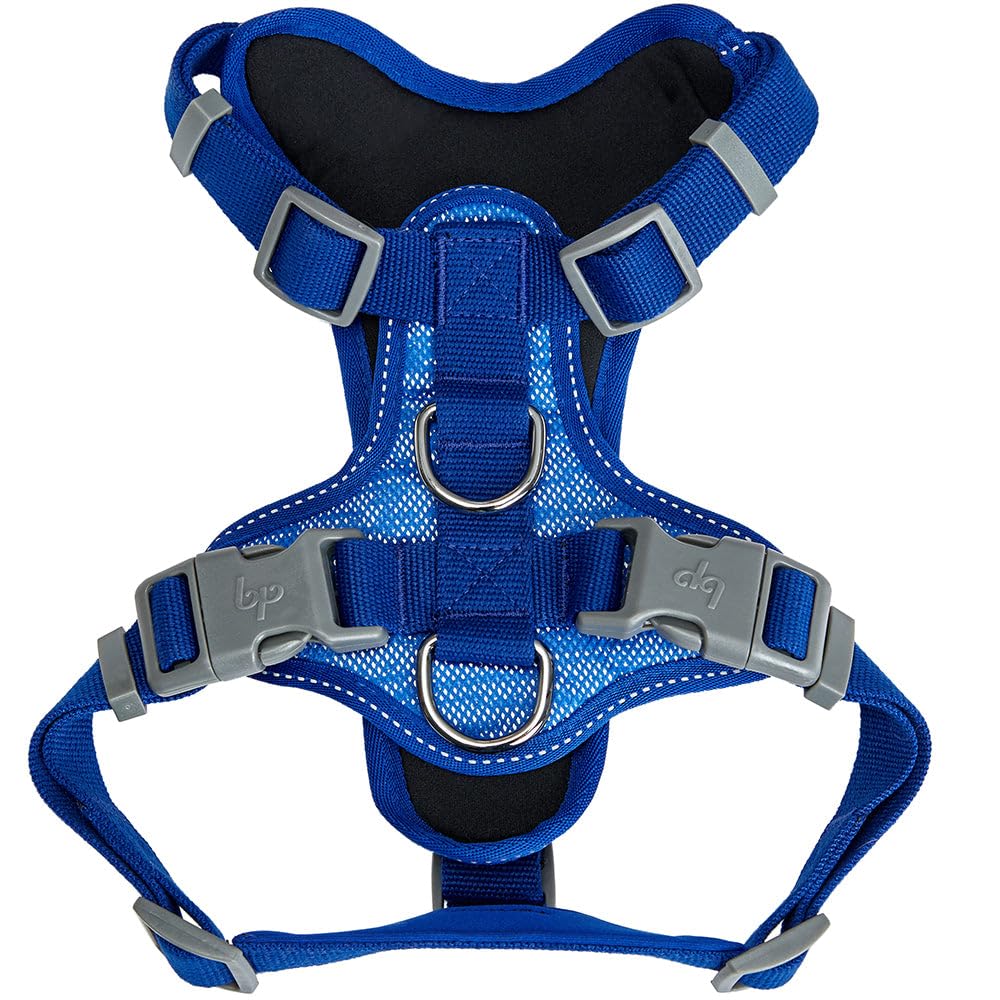Blueberry Soft & Comfy 3M Reflective Dog Vest | Mesh Padded No Pull Harness | Multi-Colored Stripe Blue - Adjustable Reflective